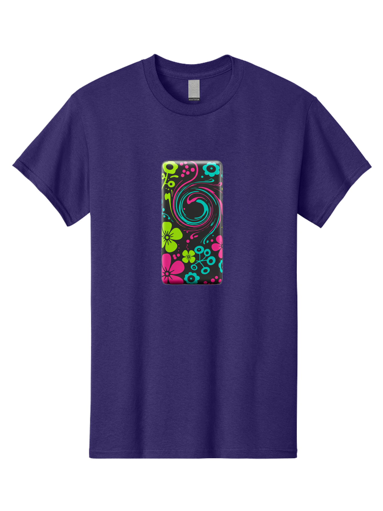 Floral-Swirl-Phone-Case Men'S Graphic Tee, 100% Cotton, Comfortable Casual Summer Wear, Machine Washable, Vintage Camera, Old Camera, Antique Camera, Black Camera, Classic Photography, Photography Equipment, Nostalgic Device, Film Camera, Baf085