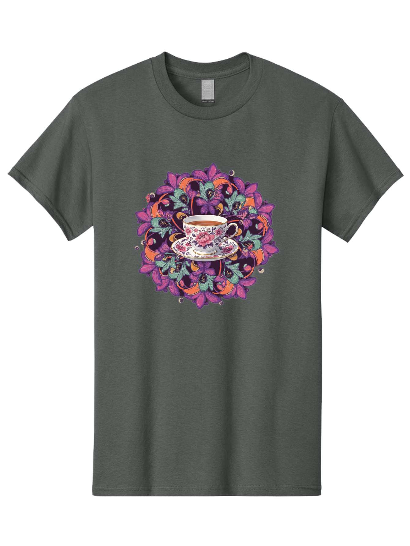 Floral-Tea-Cup Men'S Graphic Tee, 100% Cotton, Comfortable Casual Summer Wear, Machine Washable, Vintage Camera, Old Camera, Antique Camera, Black Camera, Classic Photography, Photography Equipment, Nostalgic Device, Film Camera, Camera Art Baf086