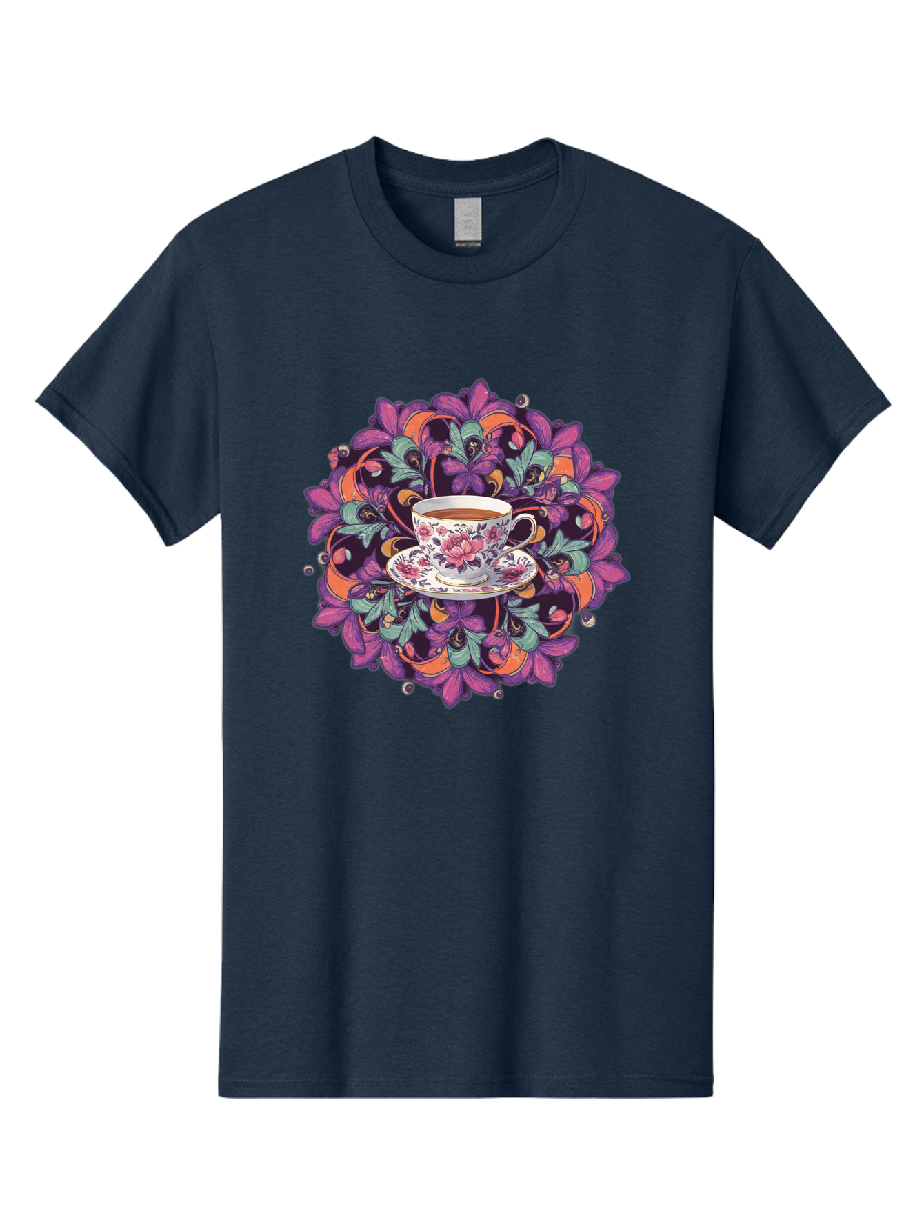 Floral-Tea-Cup Men'S Graphic Tee, 100% Cotton, Comfortable Casual Summer Wear, Machine Washable, Vintage Camera, Old Camera, Antique Camera, Black Camera, Classic Photography, Photography Equipment, Nostalgic Device, Film Camera, Camera Art Baf086