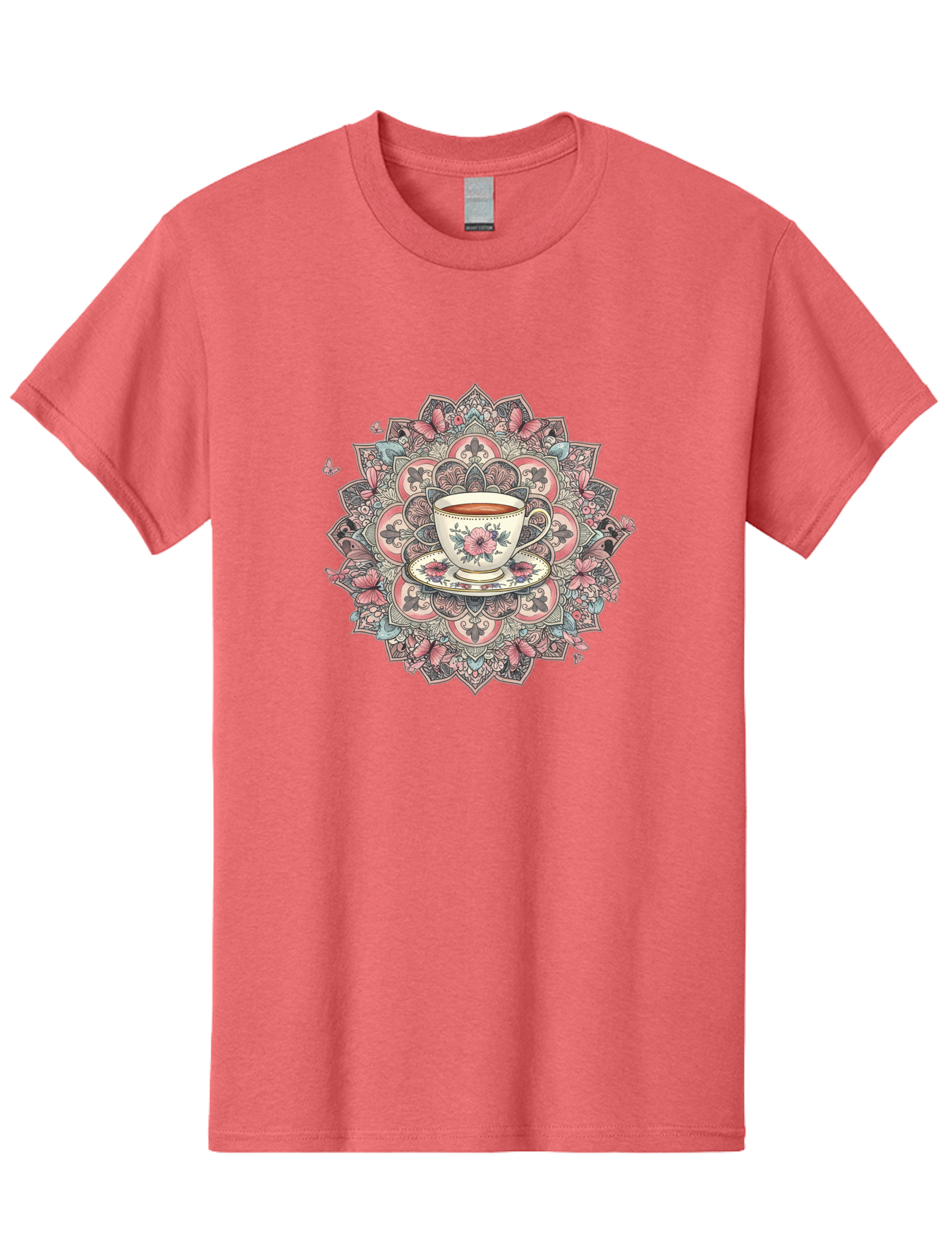 Floral-Teacup-Mandala Men'S Graphic Tee, 100% Cotton, Comfortable Casual Summer Wear, Machine Washable, Vintage Camera, Old Camera, Antique Camera, Black Camera, Classic Photography, Photography Equipment, Nostalgic Device, Film Camera, Baf087