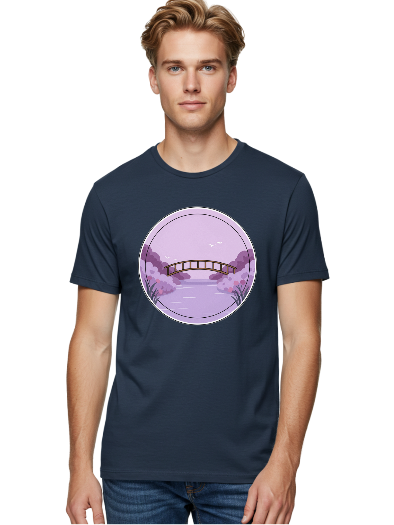Footbridge-Over-Water Men'S Graphic Tee, 100% Cotton, Comfortable Casual Summer Wear, Machine Washable, Vintage Camera, Old Camera, Antique Camera, Black Camera, Classic Photography, Photography Equipment, Nostalgic Device, Film Camera, Baf094