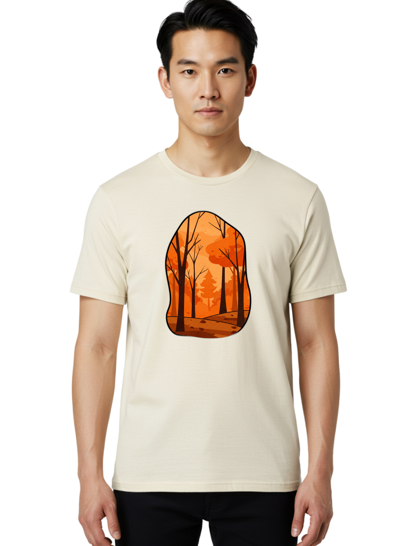 Forest-Scene-1 Men'S Graphic Tee, 100% Cotton, Comfortable Casual Summer Wear, Machine Washable, Vintage Camera, Old Camera, Antique Camera, Black Camera, Classic Photography, Photography Equipment, Nostalgic Device, Film Camera, Camera Art Baf099