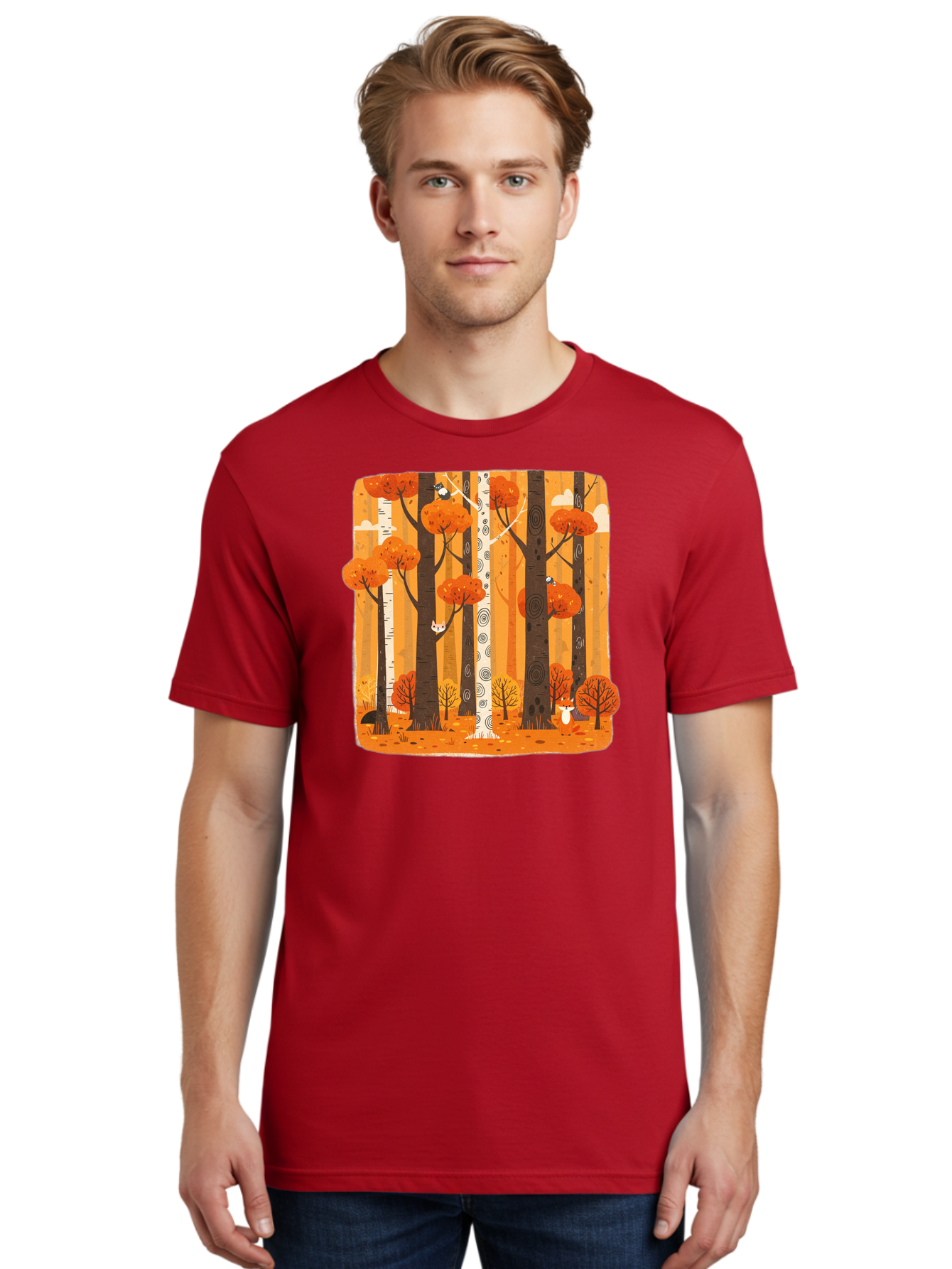 Forest-Scene Men'S Graphic Tee, 100% Cotton, Comfortable Casual Summer Wear, Machine Washable, Vintage Camera, Old Camera, Antique Camera, Black Camera, Classic Photography, Photography Equipment, Nostalgic Device, Film Camera, Camera Art Baf100