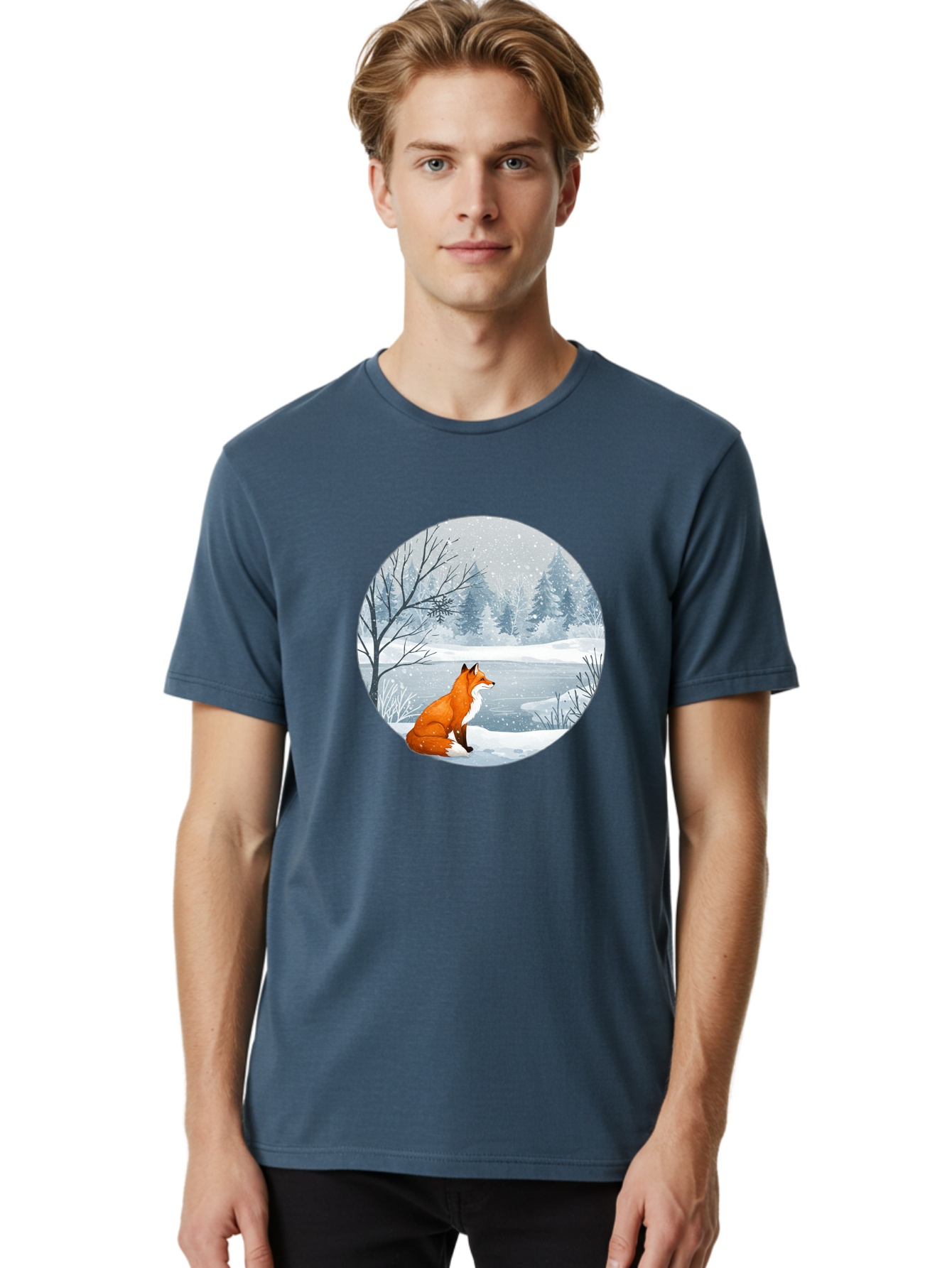 Fox-In-Winter-Landscape Men'S Graphic Tee, 100% Cotton, Comfortable Casual Summer Wear, Machine Washable, Vintage Camera, Old Camera, Antique Camera, Black Camera, Classic Photography, Photography Equipment, Nostalgic Device, Film Camera, Baf109