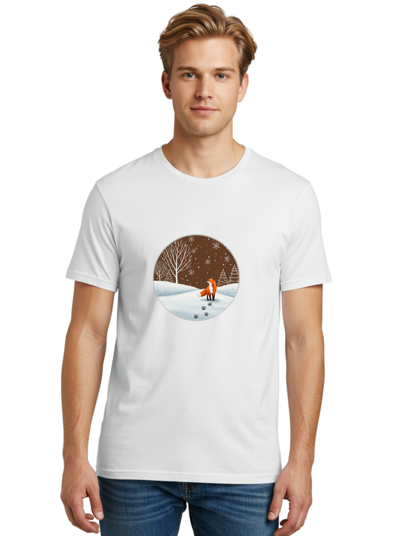 Fox-In-Winter-Scene-1 Men'S Graphic Tee, 100% Cotton, Comfortable Casual Summer Wear, Machine Washable, Vintage Camera, Old Camera, Antique Camera, Black Camera, Classic Photography, Photography Equipment, Nostalgic Device, Film Camera, Baf110