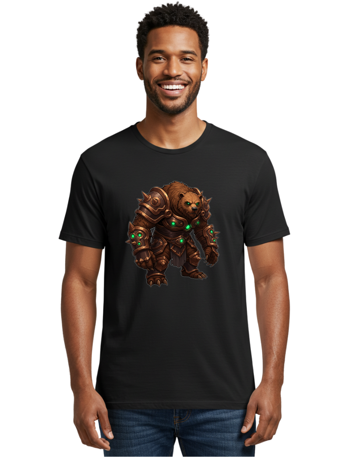 Guardian-Bear-1 Men'S Graphic Tee, 100% Cotton, Comfortable Casual Summer Wear, Machine Washable, Vintage Camera, Old Camera, Antique Camera, Black Camera, Classic Photography, Photography Equipment, Nostalgic Device, Film Camera, Camera Art Baf140