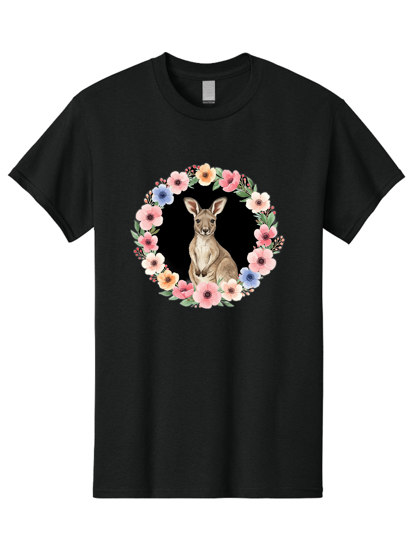 Kangaroo-In-Floral-Wreath Men'S Graphic Tee, 100% Cotton, Comfortable Casual Summer Wear, Machine Washable, Vintage Camera, Old Camera, Antique Camera, Black Camera, Classic Photography, Photography Equipment, Nostalgic Device, Film Camera, Baf157