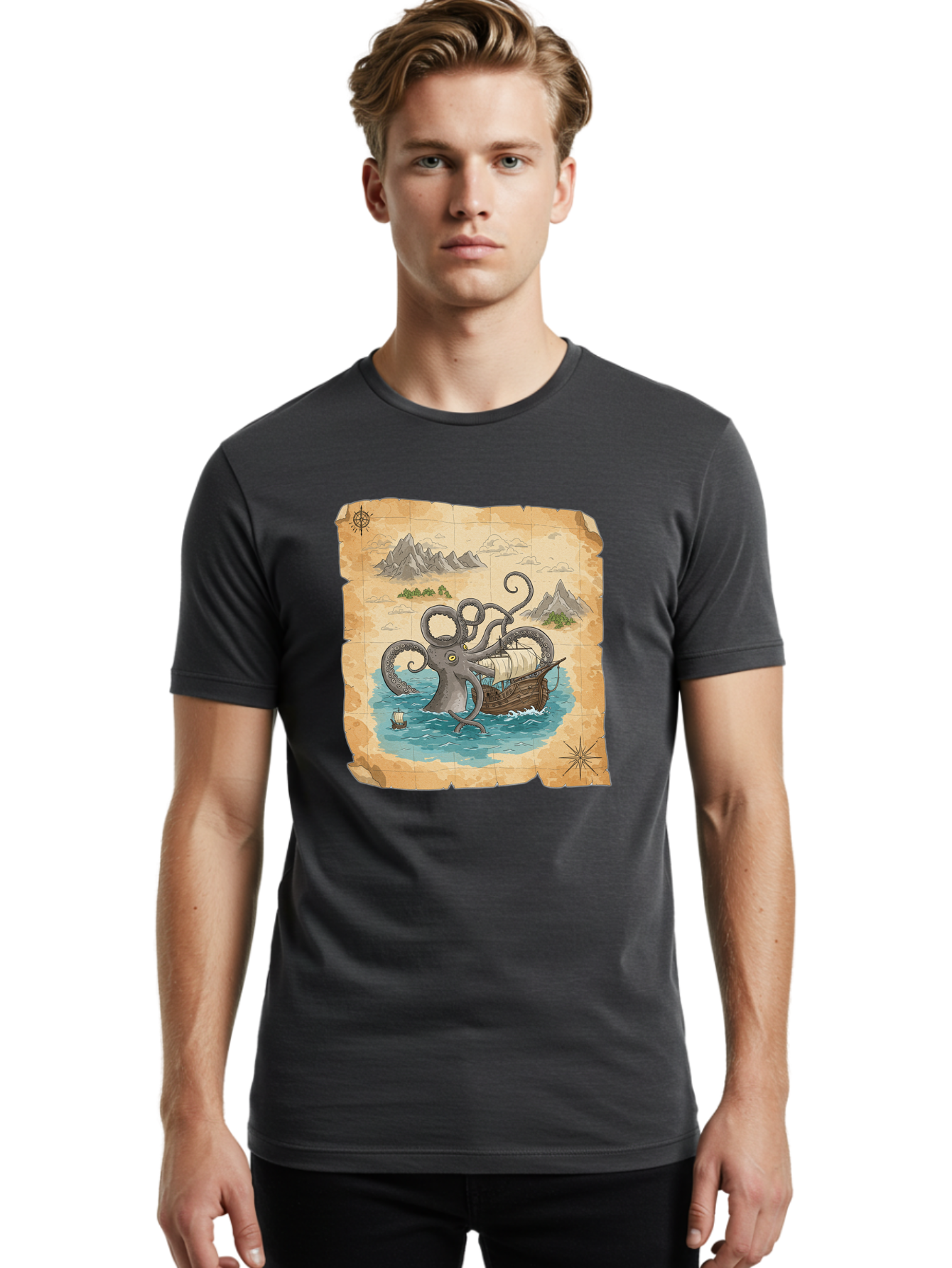 Kraken-Attack Men'S Graphic Tee, 100% Cotton, Comfortable Casual Summer Wear, Machine Washable, Vintage Camera, Old Camera, Antique Camera, Black Camera, Classic Photography, Photography Equipment, Nostalgic Device, Film Camera, Camera Art Baf175