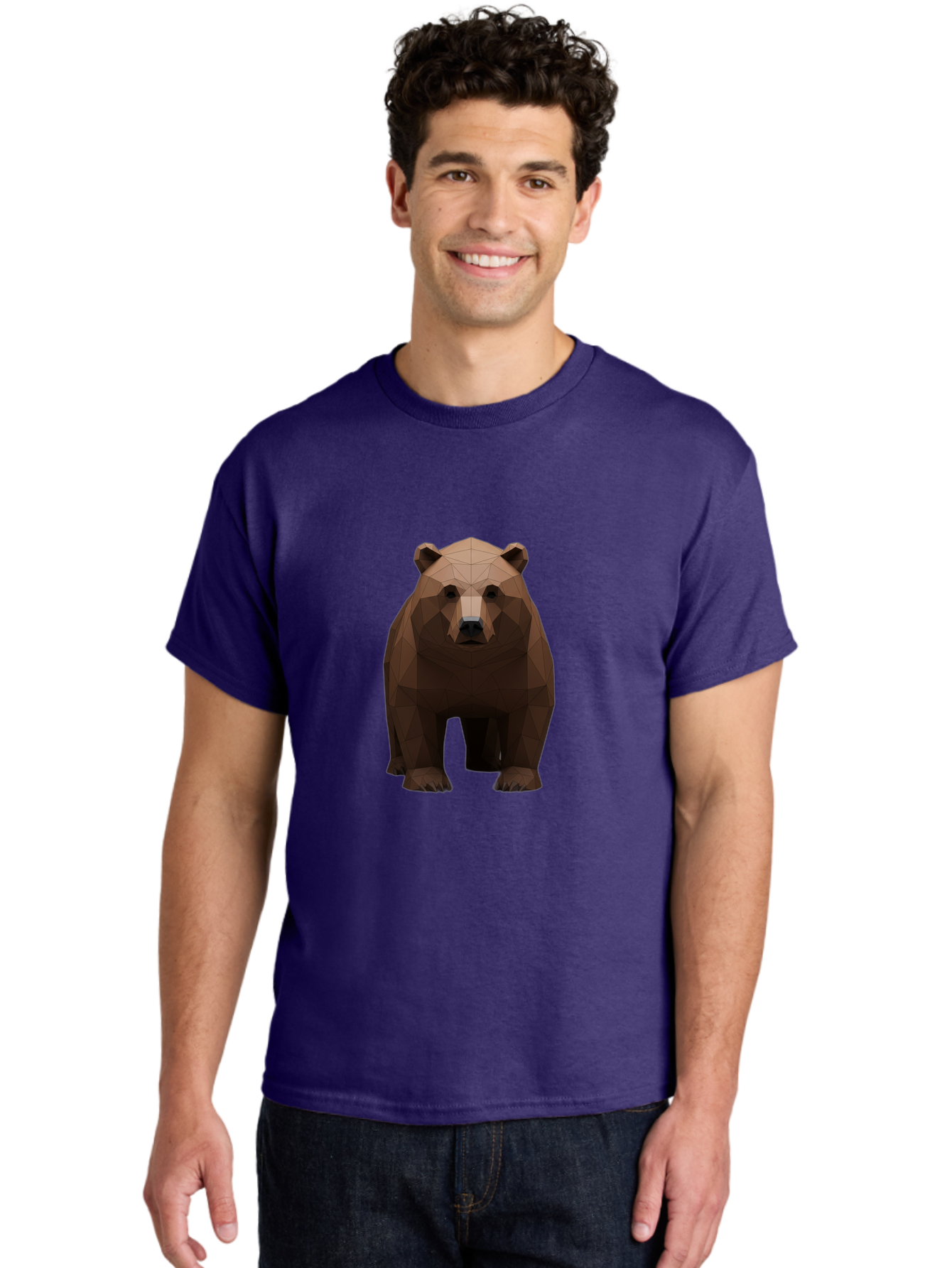 Low-Poly-Bear-1 Men'S Graphic Tee, 100% Cotton, Comfortable Casual Summer Wear, Machine Washable, Vintage Camera, Old Camera, Antique Camera, Black Camera, Classic Photography, Photography Equipment, Nostalgic Device, Film Camera, Camera Art Baf184