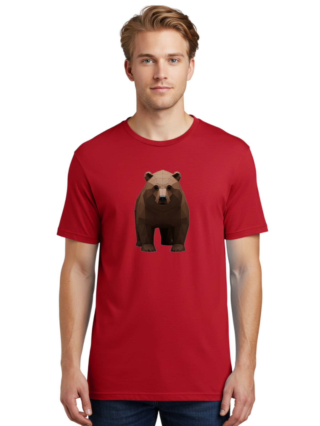 Low-Poly-Bear-1 Men'S Graphic Tee, 100% Cotton, Comfortable Casual Summer Wear, Machine Washable, Vintage Camera, Old Camera, Antique Camera, Black Camera, Classic Photography, Photography Equipment, Nostalgic Device, Film Camera, Camera Art Baf184