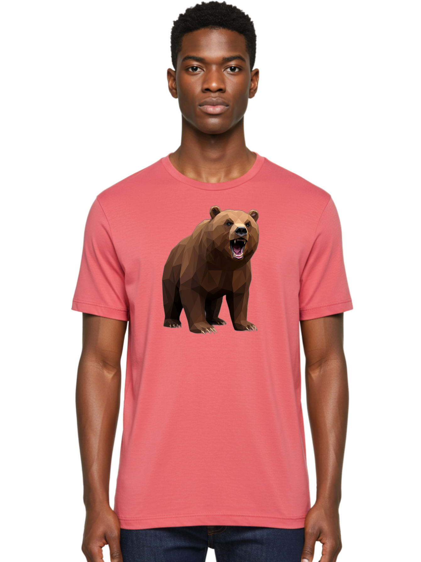 Low-Poly-Bear-2 Men'S Graphic Tee, 100% Cotton, Comfortable Casual Summer Wear, Machine Washable, Vintage Camera, Old Camera, Antique Camera, Black Camera, Classic Photography, Photography Equipment, Nostalgic Device, Film Camera, Camera Art Baf185