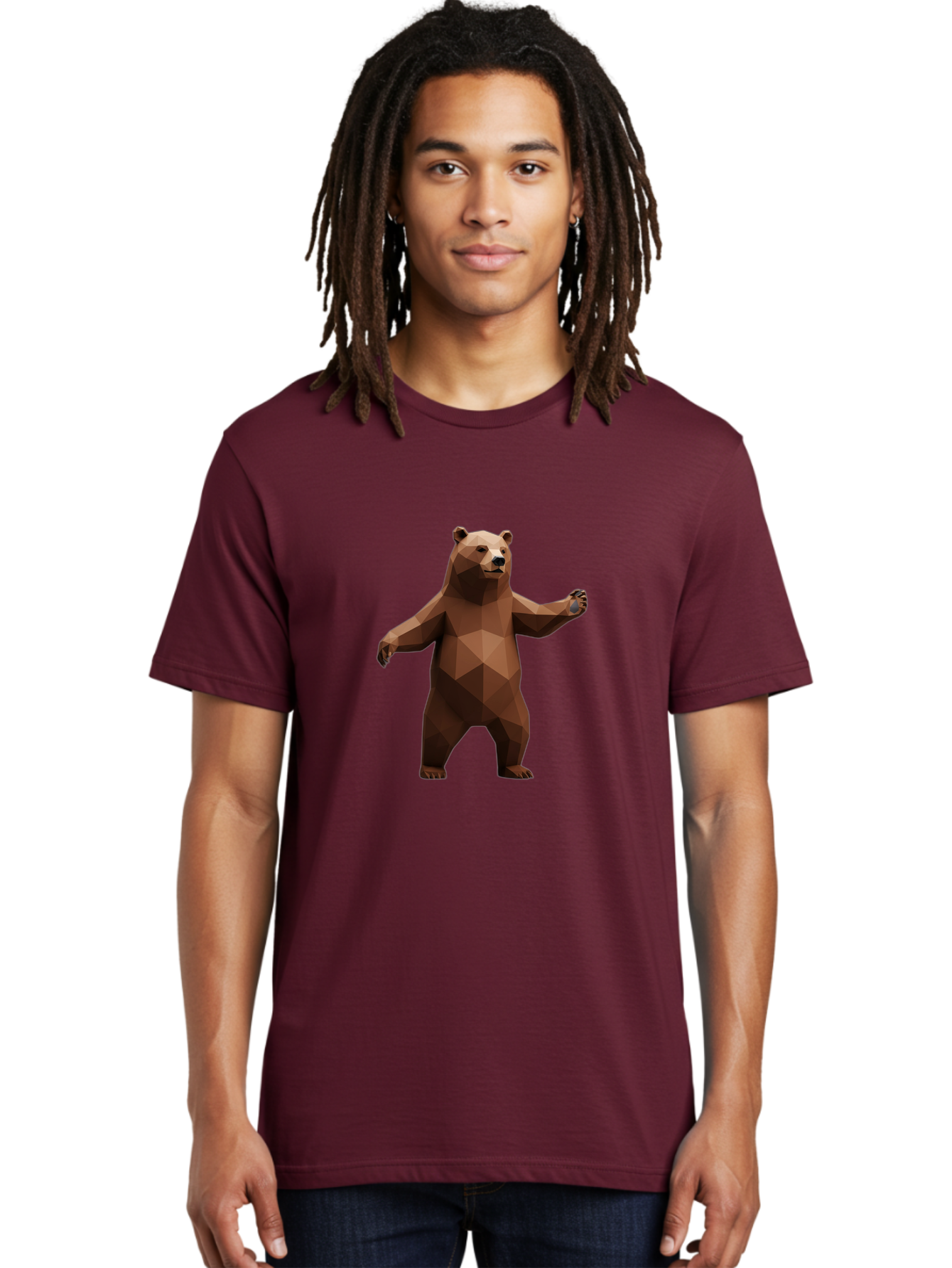 Low-Poly-Bear-5 Men'S Graphic Tee, 100% Cotton, Comfortable Casual Summer Wear, Machine Washable, Vintage Camera, Old Camera, Antique Camera, Black Camera, Classic Photography, Photography Equipment, Nostalgic Device, Film Camera, Camera Art Baf188