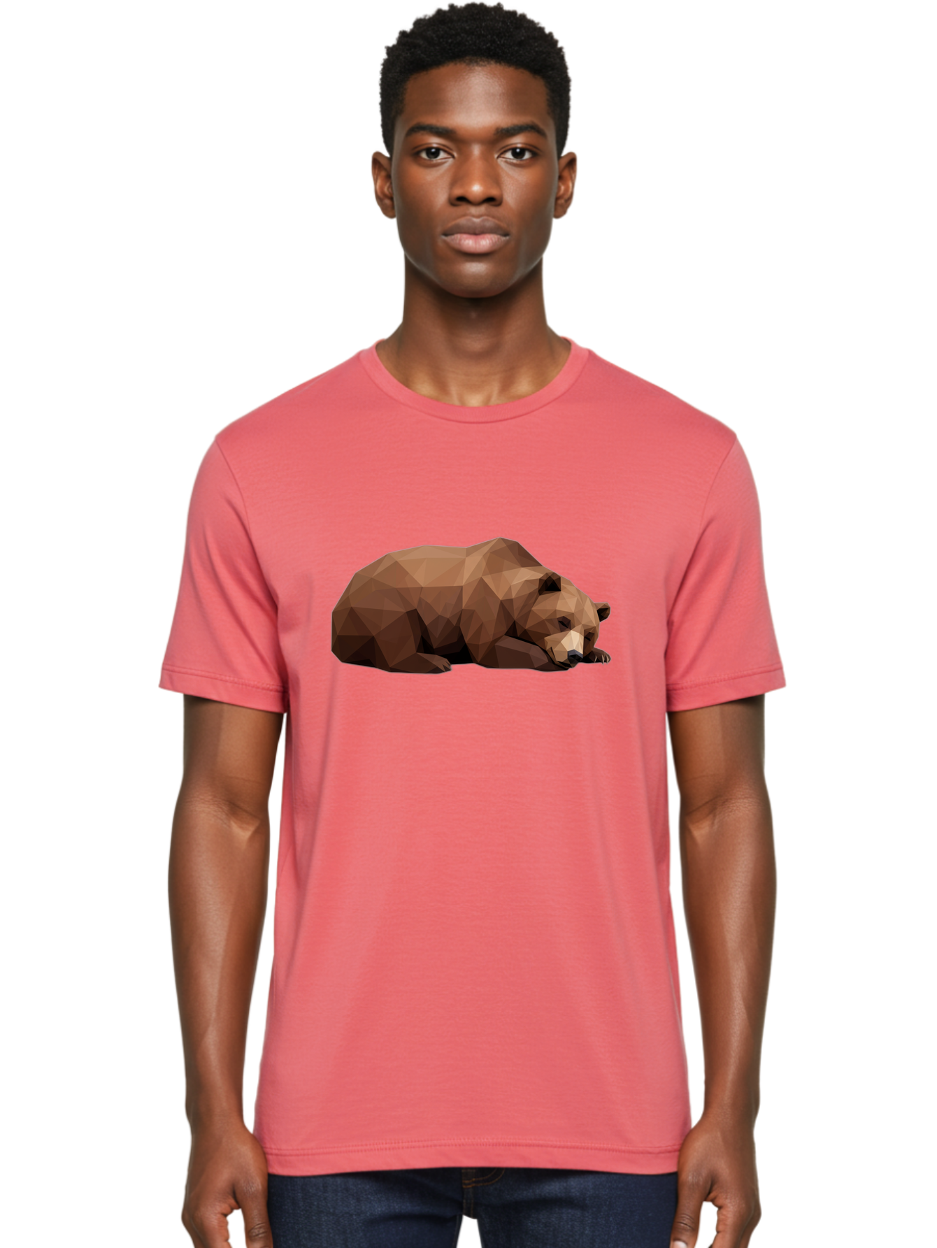 Low-Poly-Bear-6 Men'S Graphic Tee, 100% Cotton, Comfortable Casual Summer Wear, Machine Washable, Vintage Camera, Old Camera, Antique Camera, Black Camera, Classic Photography, Photography Equipment, Nostalgic Device, Film Camera, Camera Art Baf189