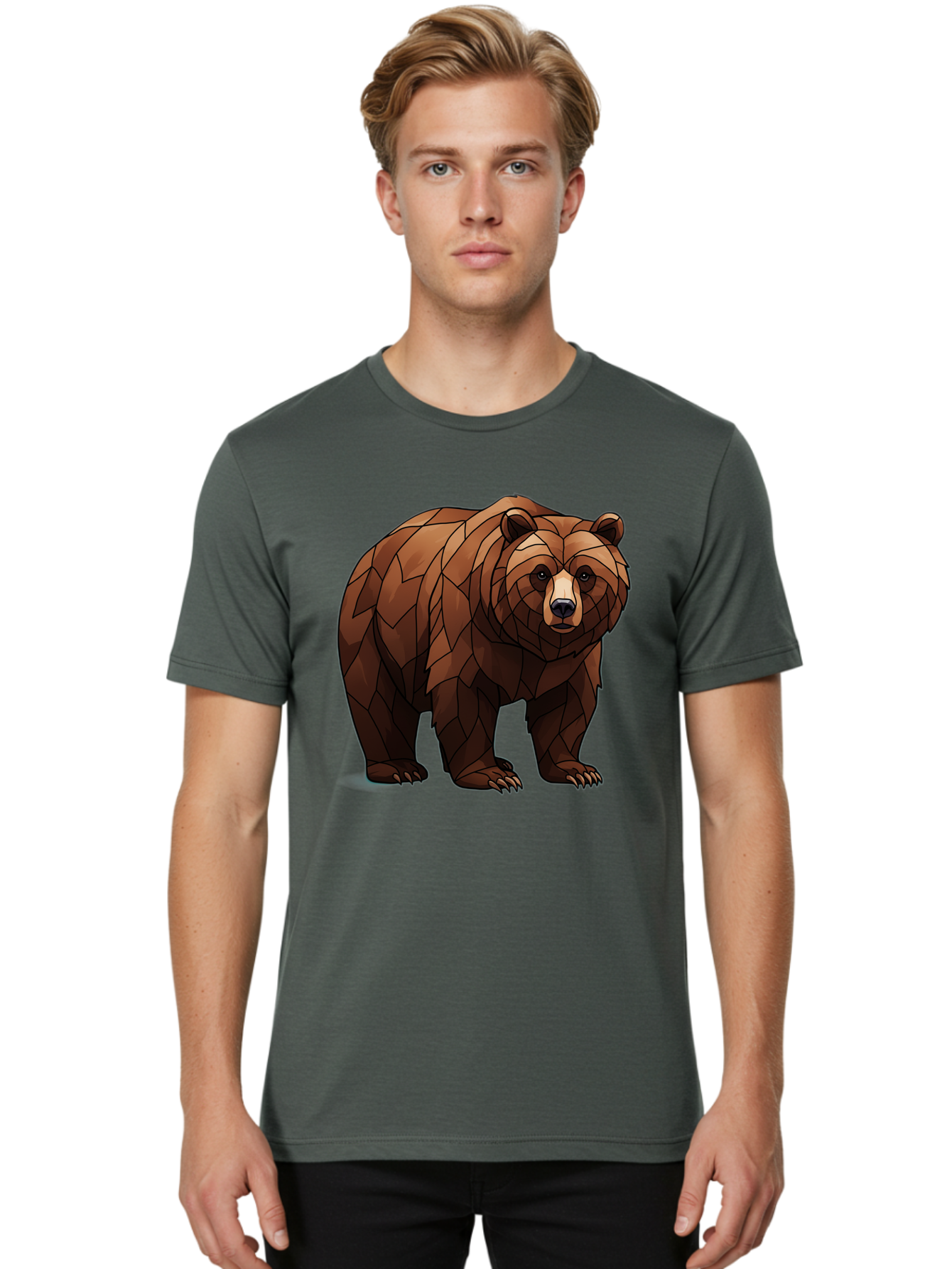 Low-Poly-Bear-7 Men'S Graphic Tee, 100% Cotton, Comfortable Casual Summer Wear, Machine Washable, Vintage Camera, Old Camera, Antique Camera, Black Camera, Classic Photography, Photography Equipment, Nostalgic Device, Film Camera, Camera Art Baf190