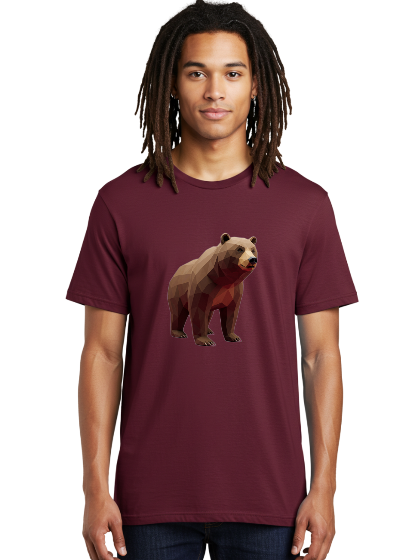 Low-Poly-Brown-Bear-1 Men'S Graphic Tee, 100% Cotton, Comfortable Casual Summer Wear, Machine Washable, Vintage Camera, Old Camera, Antique Camera, Black Camera, Classic Photography, Photography Equipment, Nostalgic Device, Film Camera, Baf193