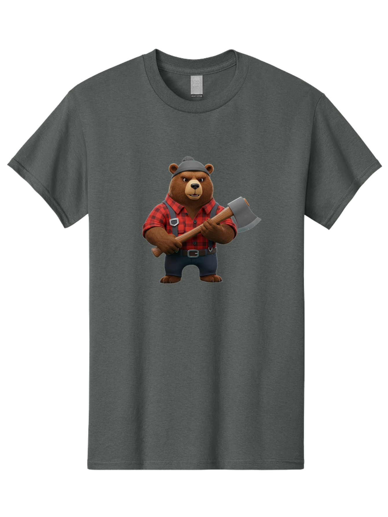 Lumberjack-Bear Men'S Graphic Tee, 100% Cotton, Comfortable Casual Summer Wear, Machine Washable, Vintage Camera, Old Camera, Antique Camera, Black Camera, Classic Photography, Photography Equipment, Nostalgic Device, Film Camera, Camera Art Baf198
