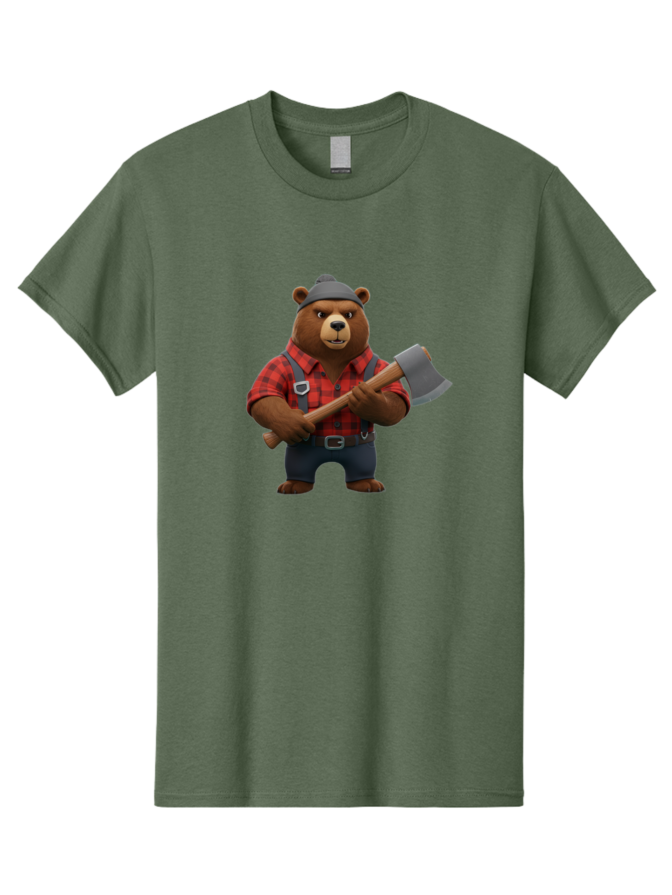 Lumberjack-Bear Men'S Graphic Tee, 100% Cotton, Comfortable Casual Summer Wear, Machine Washable, Vintage Camera, Old Camera, Antique Camera, Black Camera, Classic Photography, Photography Equipment, Nostalgic Device, Film Camera, Camera Art Baf198