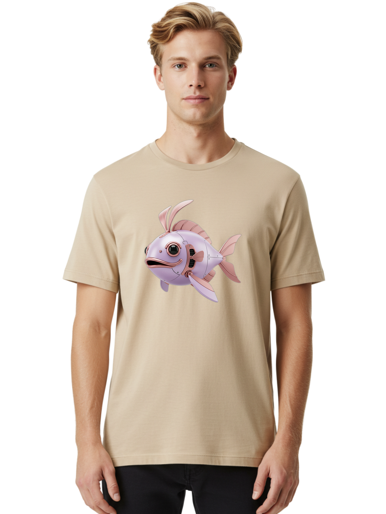 Mechanical-Fish Men'S Graphic Tee, 100% Cotton, Comfortable Casual Summer Wear, Machine Washable, Vintage Camera, Old Camera, Antique Camera, Black Camera, Classic Photography, Photography Equipment, Nostalgic Device, Film Camera, Camera Art Baf205
