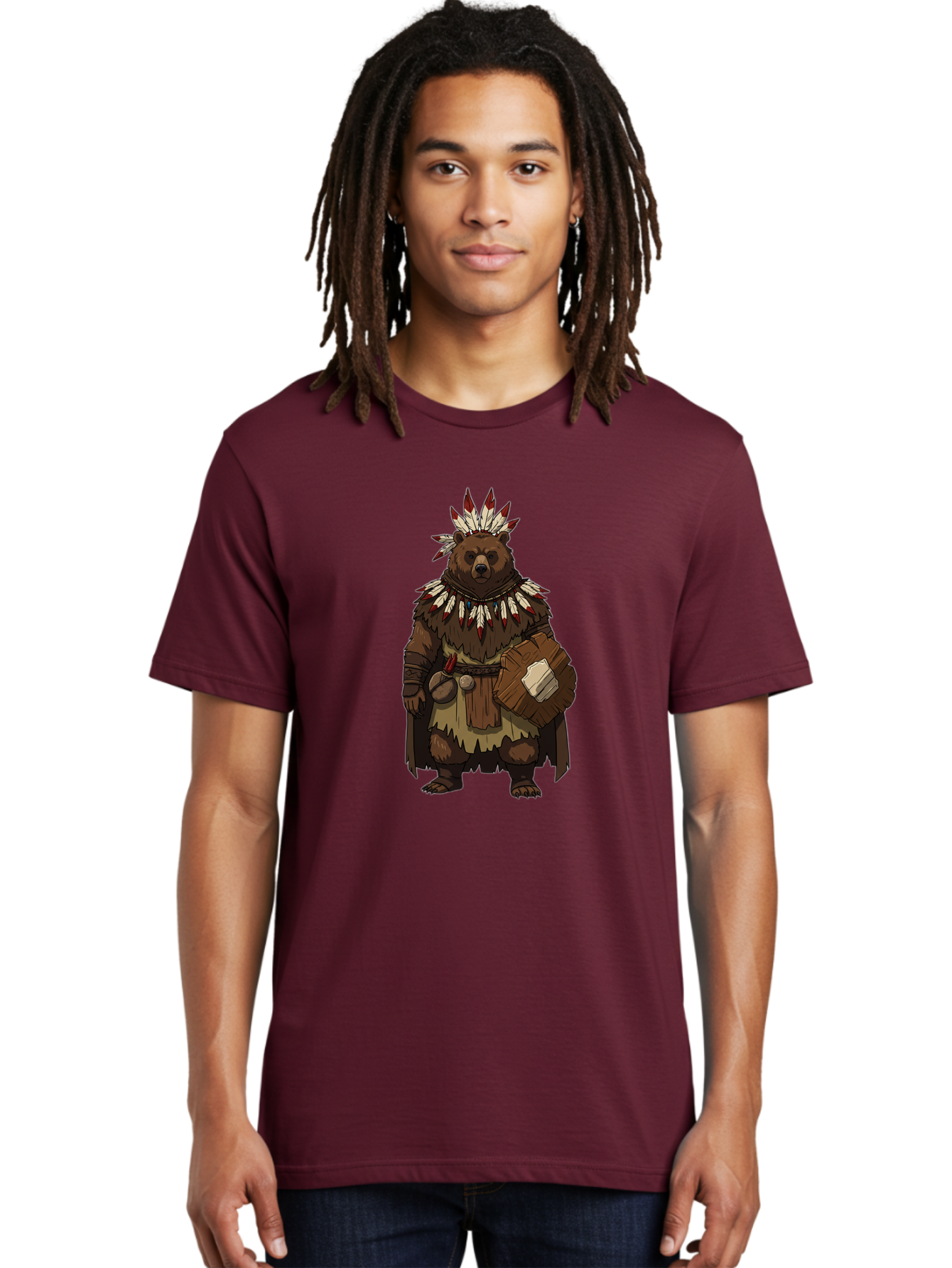 Native-American-Bear-Warrior Men'S Graphic Tee, 100% Cotton, Comfortable Casual Summer Wear, Machine Washable, Vintage Camera, Old Camera, Antique Camera, Black Camera, Classic Photography, Photography Equipment, Nostalgic Device, Film Camera, Baf238