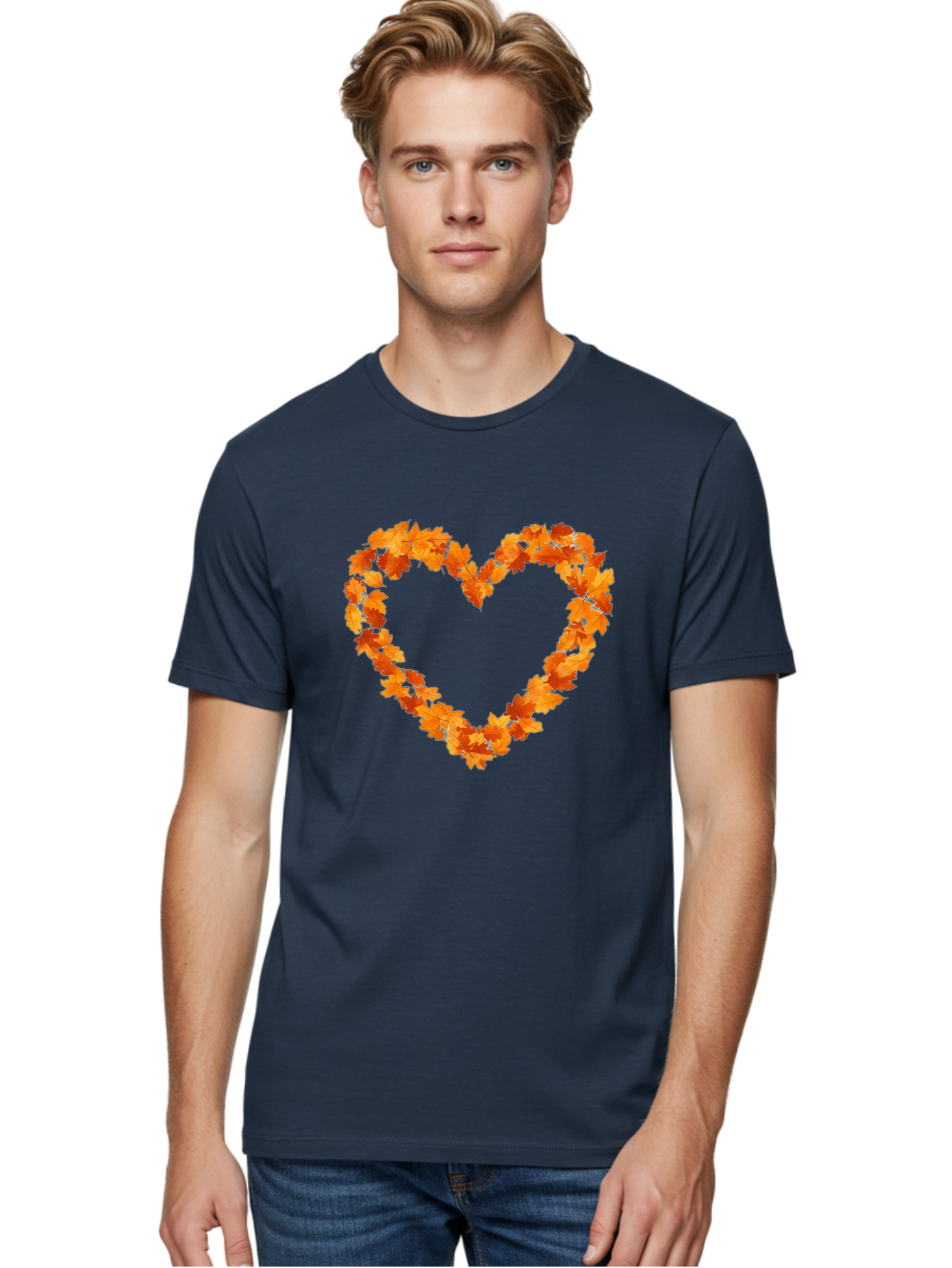 Orange-Leaves-Heart Men'S Graphic Tee, 100% Cotton, Comfortable Casual Summer Wear, Machine Washable, Vintage Camera, Old Camera, Antique Camera, Black Camera, Classic Photography, Photography Equipment, Nostalgic Device, Film Camera, Baf244
