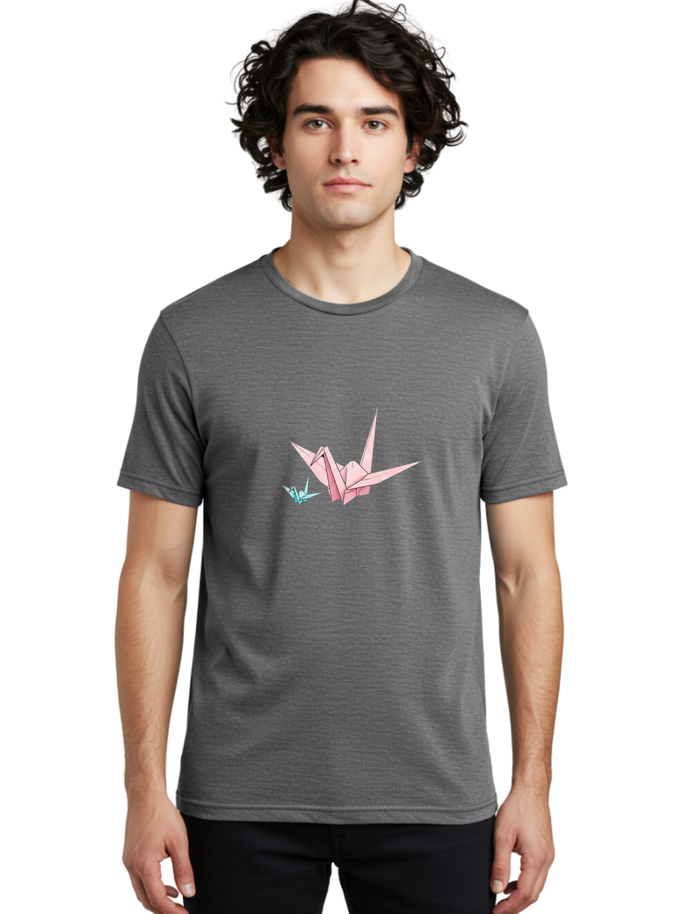 Origami-Cranes-1 Men'S Graphic Tee, 100% Cotton, Comfortable Casual Summer Wear, Machine Washable, Vintage Camera, Old Camera, Antique Camera, Black Camera, Classic Photography, Photography Equipment, Nostalgic Device, Film Camera, Camera Art Baf253