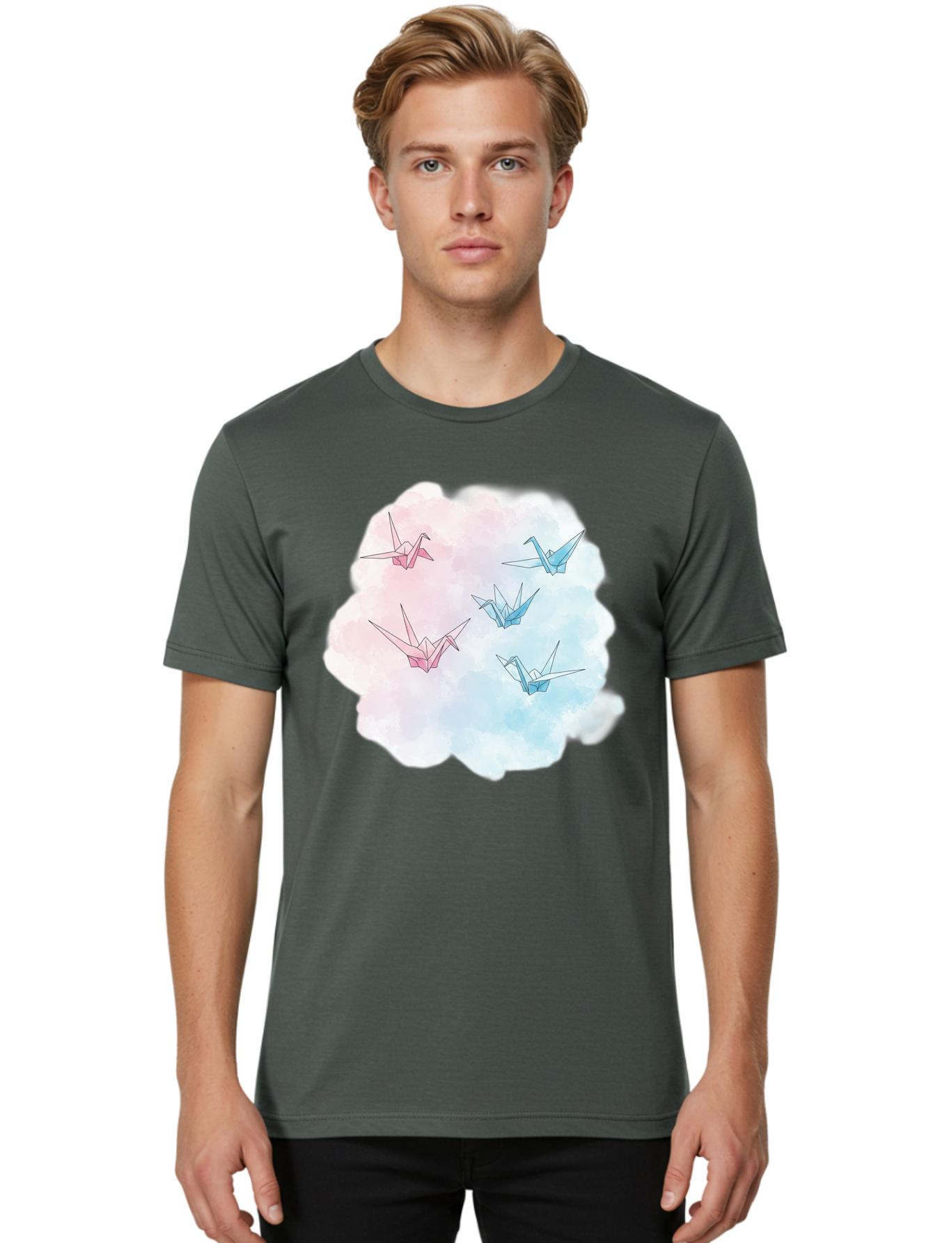 Origami-Cranes-On-Cloud Men'S Graphic Tee, 100% Cotton, Comfortable Casual Summer Wear, Machine Washable, Vintage Camera, Old Camera, Antique Camera, Black Camera, Classic Photography, Photography Equipment, Nostalgic Device, Film Camera, Baf256