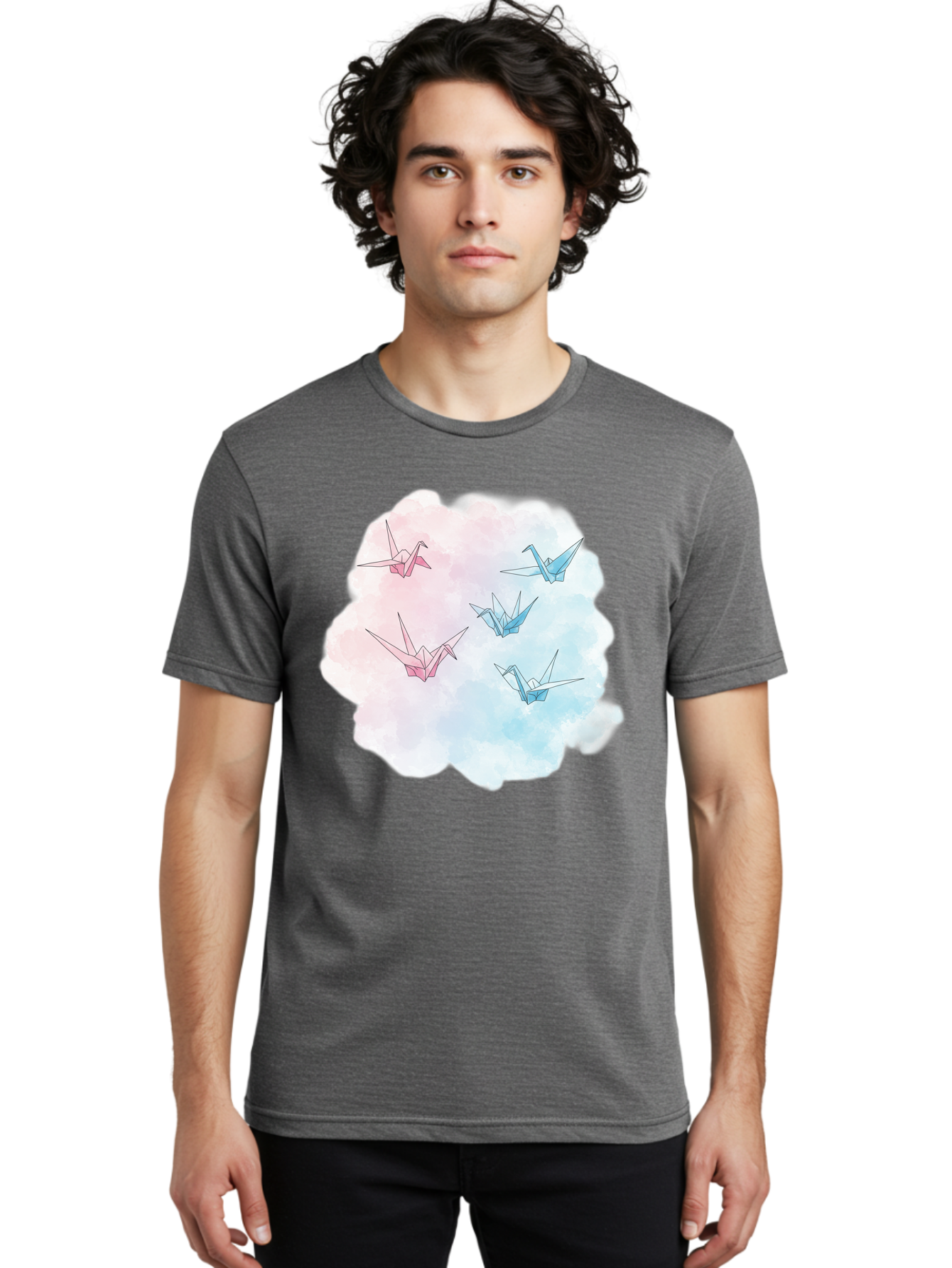 Origami-Cranes-On-Cloud Men'S Graphic Tee, 100% Cotton, Comfortable Casual Summer Wear, Machine Washable, Vintage Camera, Old Camera, Antique Camera, Black Camera, Classic Photography, Photography Equipment, Nostalgic Device, Film Camera, Baf256