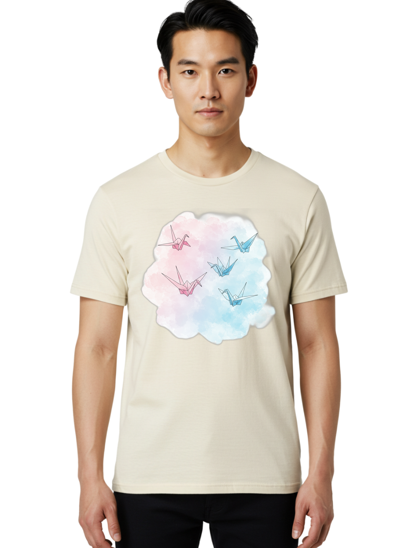 Origami-Cranes-On-Cloud Men'S Graphic Tee, 100% Cotton, Comfortable Casual Summer Wear, Machine Washable, Vintage Camera, Old Camera, Antique Camera, Black Camera, Classic Photography, Photography Equipment, Nostalgic Device, Film Camera, Baf256