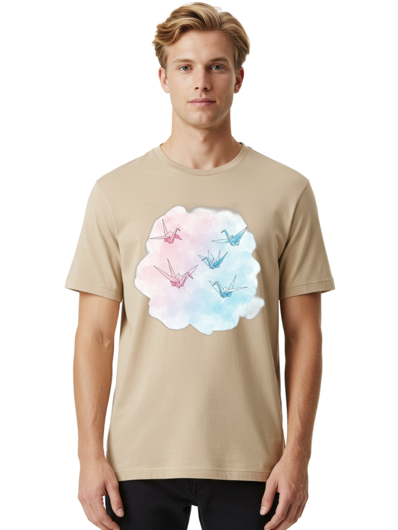 Origami-Cranes-On-Cloud Men'S Graphic Tee, 100% Cotton, Comfortable Casual Summer Wear, Machine Washable, Vintage Camera, Old Camera, Antique Camera, Black Camera, Classic Photography, Photography Equipment, Nostalgic Device, Film Camera, Baf256