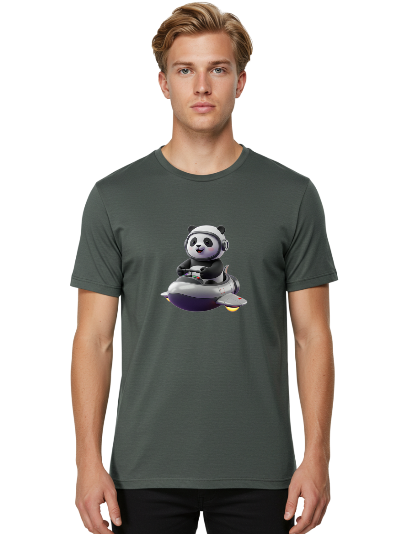 Panda-Flying-Jet Men'S Graphic Tee, 100% Cotton, Comfortable Casual Summer Wear, Machine Washable, Vintage Camera, Old Camera, Antique Camera, Black Camera, Classic Photography, Photography Equipment, Nostalgic Device, Film Camera, Camera Art Baf288