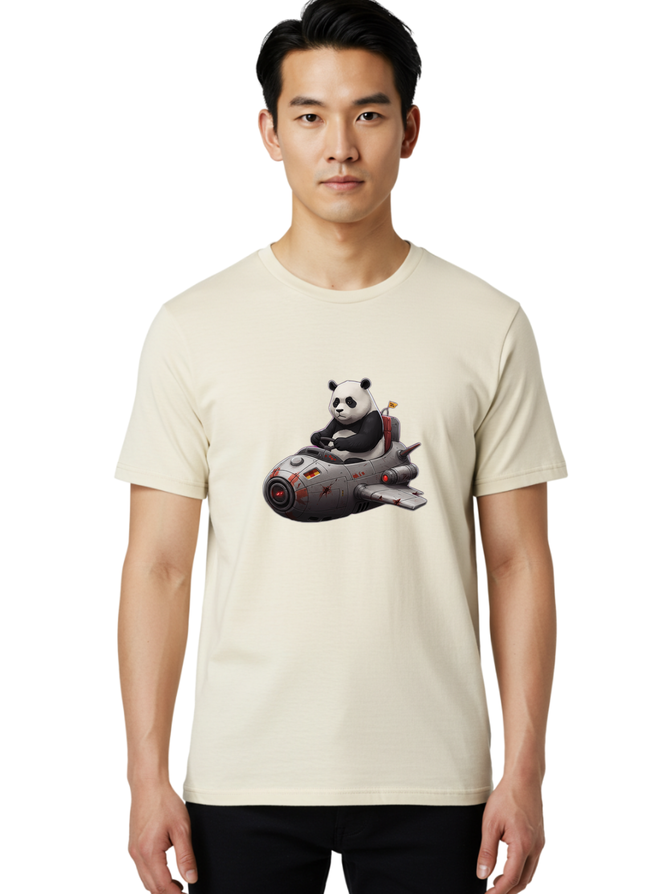 Panda-In-Spaceship-1 Men'S Graphic Tee, 100% Cotton, Comfortable Casual Summer Wear, Machine Washable, Vintage Camera, Old Camera, Antique Camera, Black Camera, Classic Photography, Photography Equipment, Nostalgic Device, Film Camera, Baf298