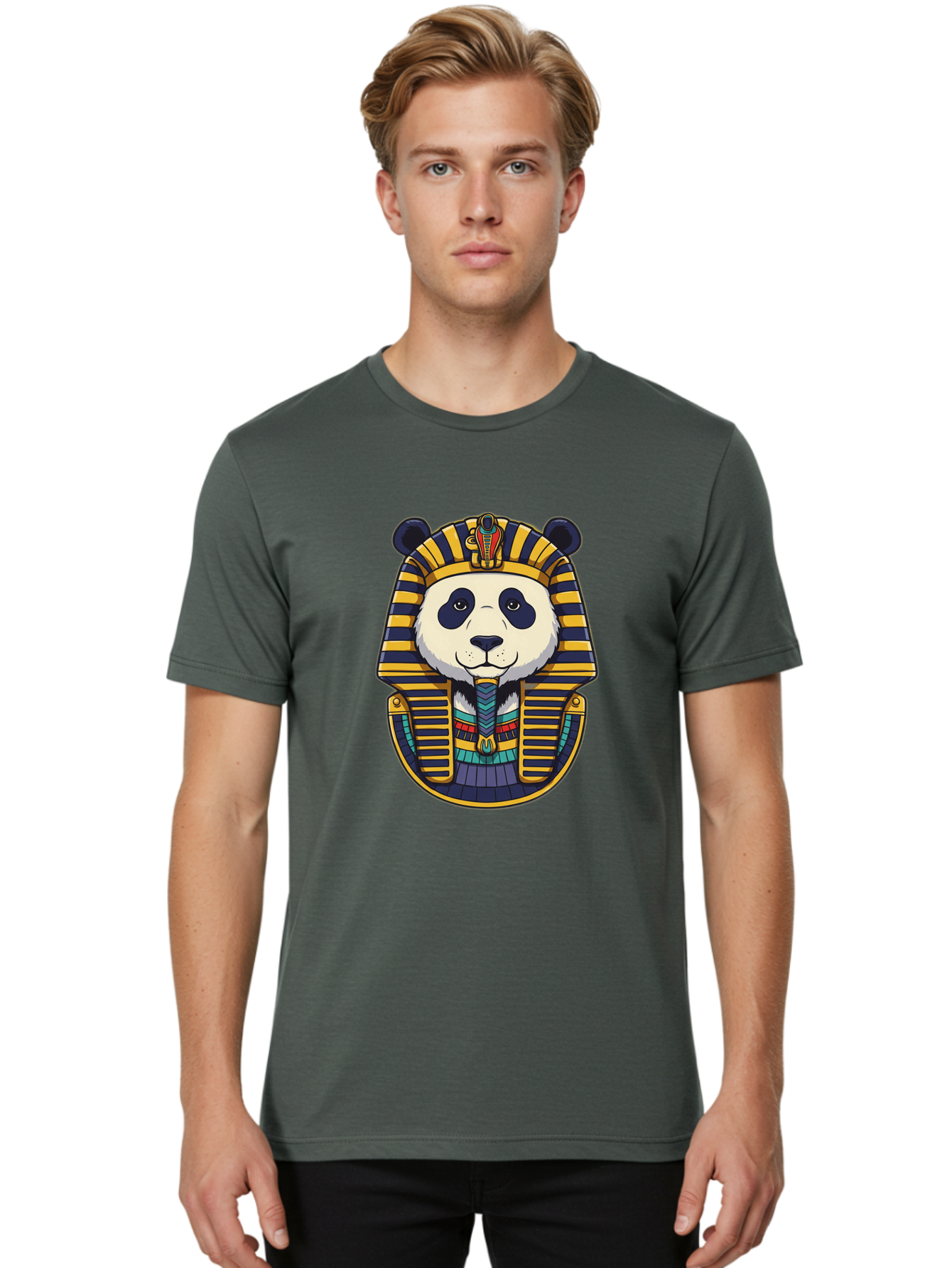 Panda-Pharaoh-1 Men'S Graphic Tee, 100% Cotton, Comfortable Casual Summer Wear, Machine Washable, Vintage Camera, Old Camera, Antique Camera, Black Camera, Classic Photography, Photography Equipment, Nostalgic Device, Film Camera, Camera Art Baf303