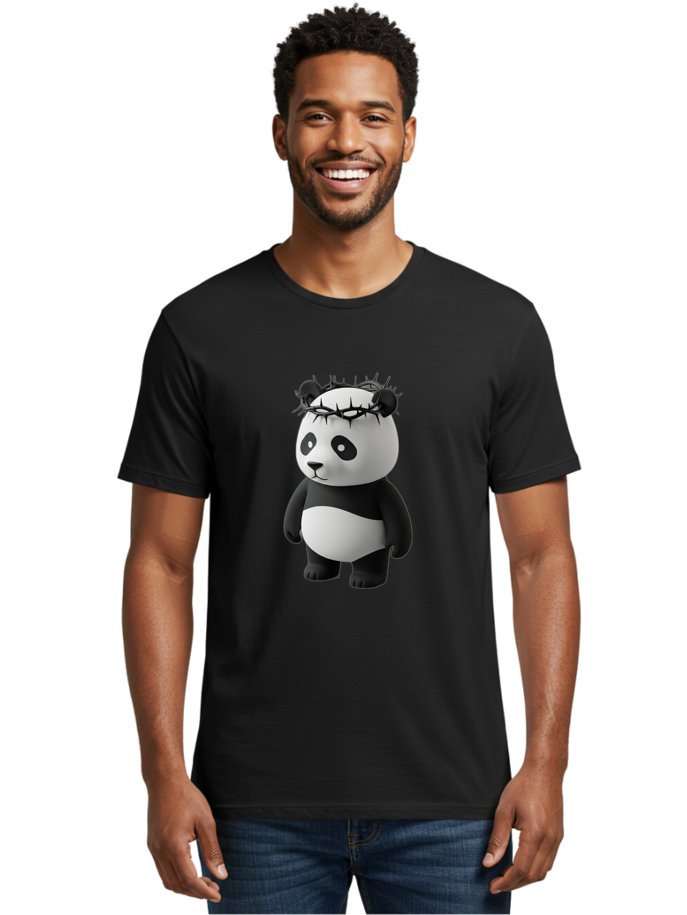 Panda-With-Crown-Of-Thorns-3 Men'S Graphic Tee, 100% Cotton, Comfortable Casual Summer Wear, Machine Washable, Vintage Camera, Old Camera, Antique Camera, Black Camera, Classic Photography, Photography Equipment, Nostalgic Device, Film Camera, Baf333