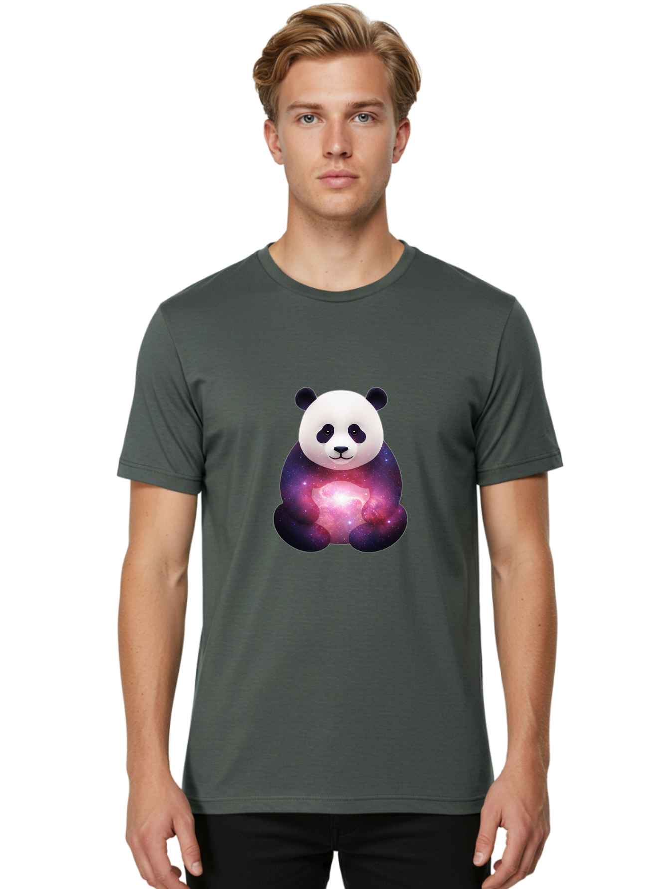 Panda-With-Galaxy Men'S Graphic Tee, 100% Cotton, Comfortable Casual Summer Wear, Machine Washable, Vintage Camera, Old Camera, Antique Camera, Black Camera, Classic Photography, Photography Equipment, Nostalgic Device, Film Camera, Camera Art Baf335