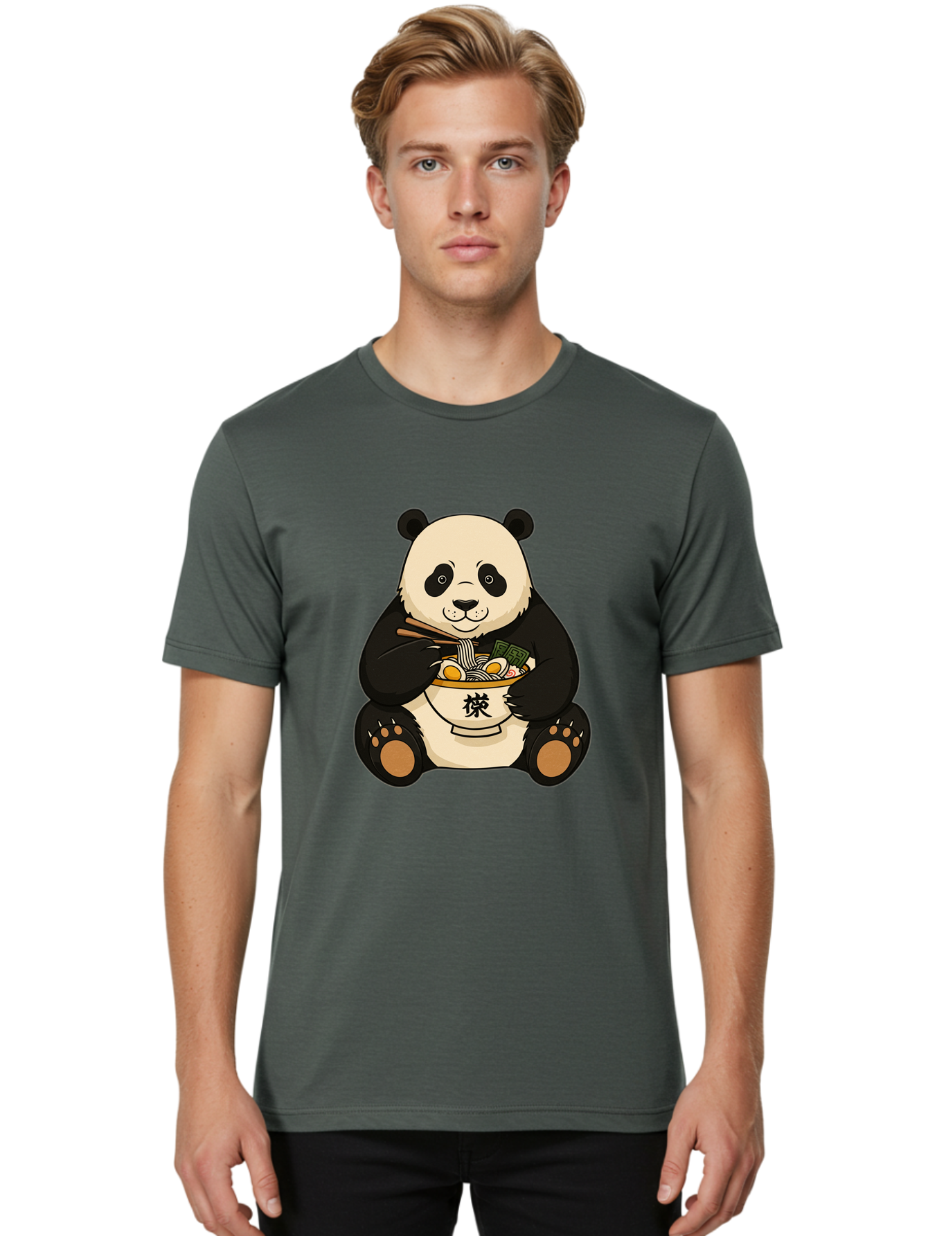 Panda-With-Ramen-2 Men'S Graphic Tee, 100% Cotton, Comfortable Casual Summer Wear, Machine Washable, Vintage Camera, Old Camera, Antique Camera, Black Camera, Classic Photography, Photography Equipment, Nostalgic Device, Film Camera, Baf337