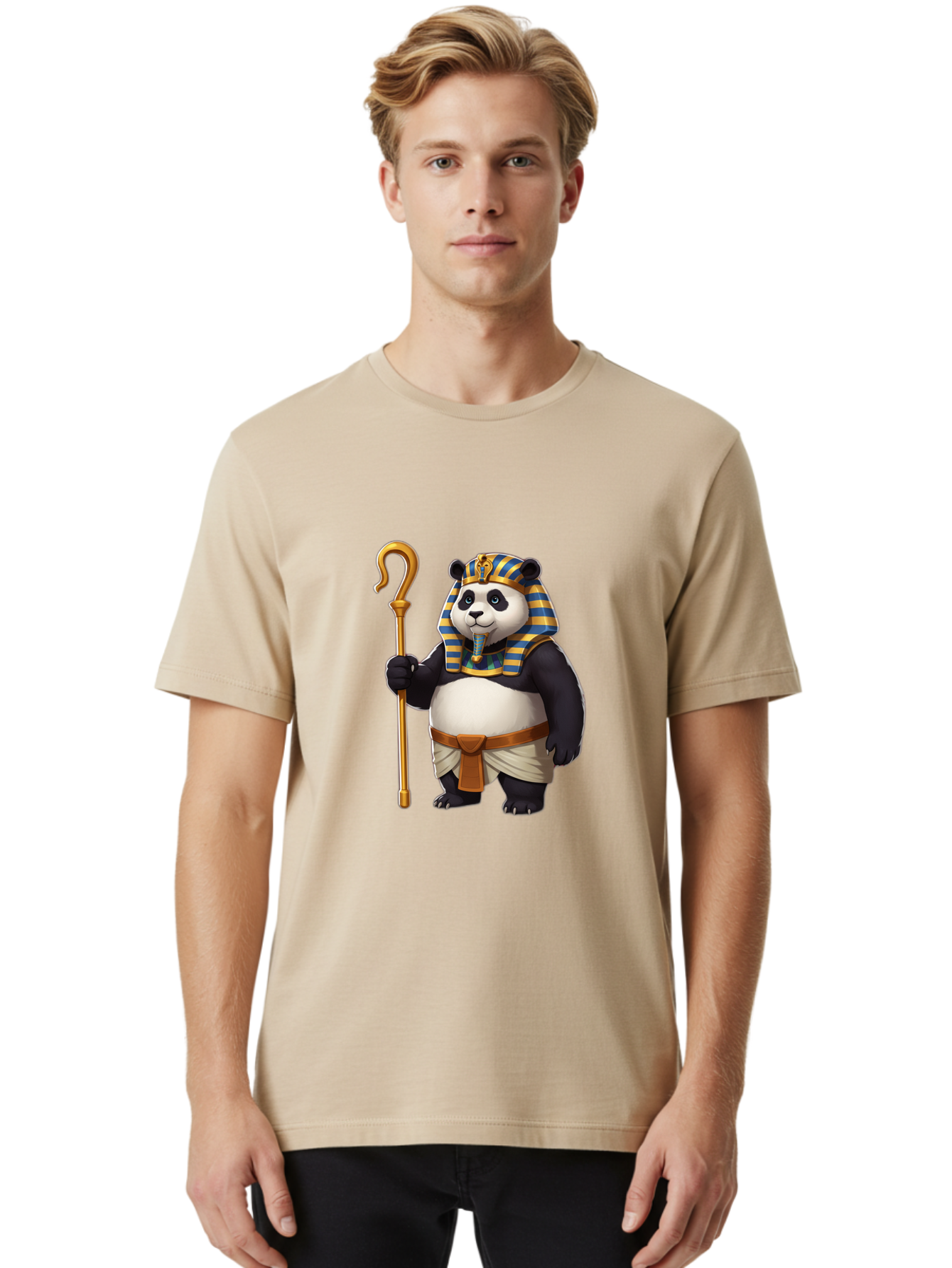 Pharaoh-Panda-1 Men'S Graphic Tee, 100% Cotton, Comfortable Casual Summer Wear, Machine Washable, Vintage Camera, Old Camera, Antique Camera, Black Camera, Classic Photography, Photography Equipment, Nostalgic Device, Film Camera, Camera Art Baf346