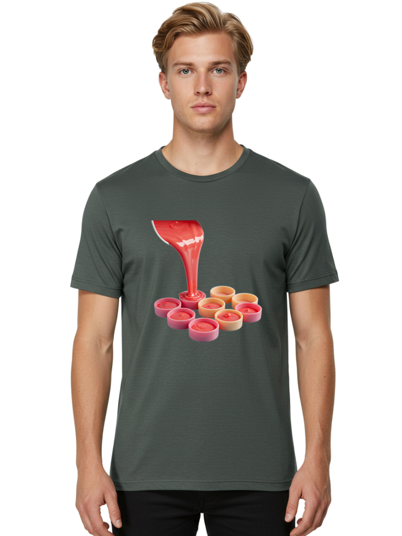 Pink-Sauce-Pouring-Into-Containers Men'S Graphic Tee, 100% Cotton, Comfortable Casual Summer Wear, Machine Washable, Vintage Camera, Old Camera, Antique Camera, Black Camera, Classic Photography, Photography Equipment, Nostalgic Device, Baf355