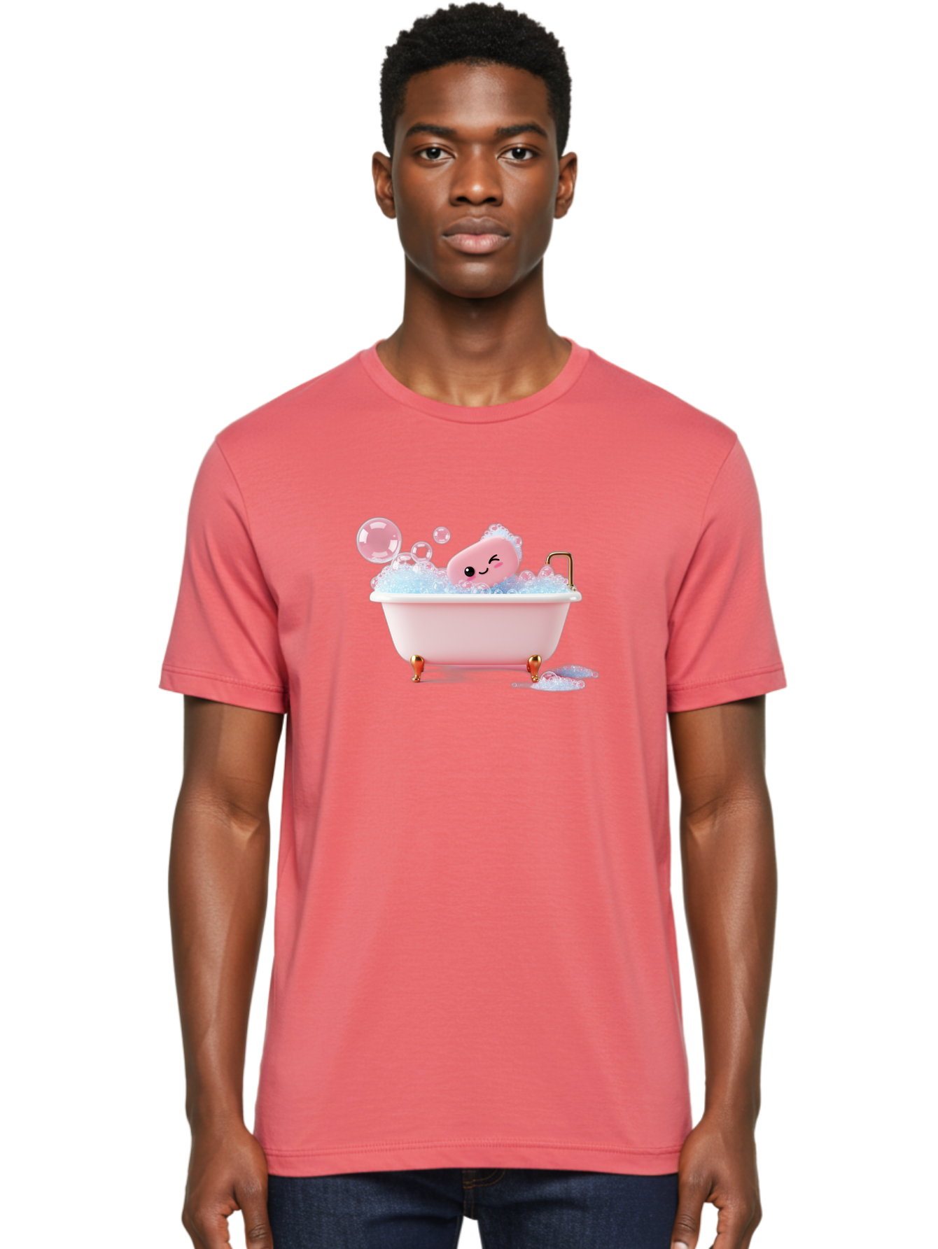 Pink-Soap-Character-In-Bathtub Men'S Graphic Tee, 100% Cotton, Comfortable Casual Summer Wear, Machine Washable, Vintage Camera, Old Camera, Antique Camera, Black Camera, Classic Photography, Photography Equipment, Nostalgic Device, Baf357
