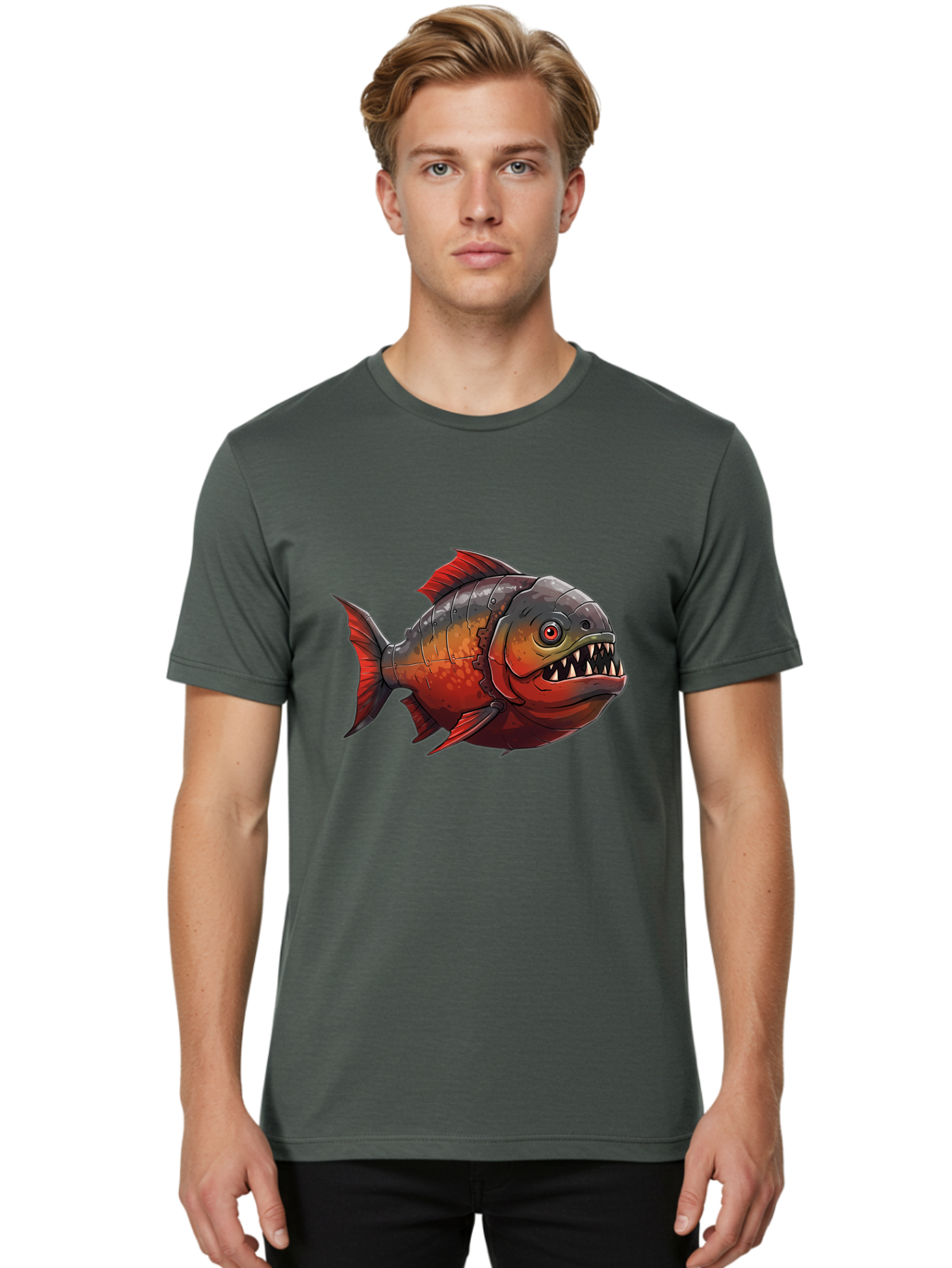 Piranha Men'S Graphic Tee, 100% Cotton, Comfortable Casual Summer Wear, Machine Washable, Vintage Camera, Old Camera, Antique Camera, Black Camera, Classic Photography, Photography Equipment, Nostalgic Device, Film Camera, Camera Art Baf360