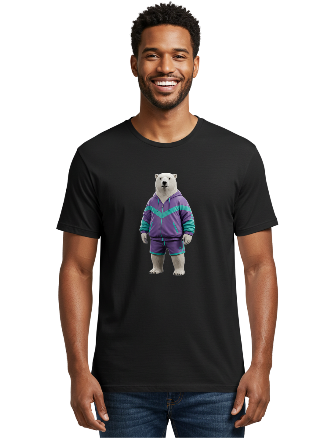 Polar-Bear-In-Purple-Tracksuit Men'S Graphic Tee, 100% Cotton, Comfortable Casual Summer Wear, Machine Washable, Vintage Camera, Old Camera, Antique Camera, Black Camera, Classic Photography, Photography Equipment, Nostalgic Device, Baf401