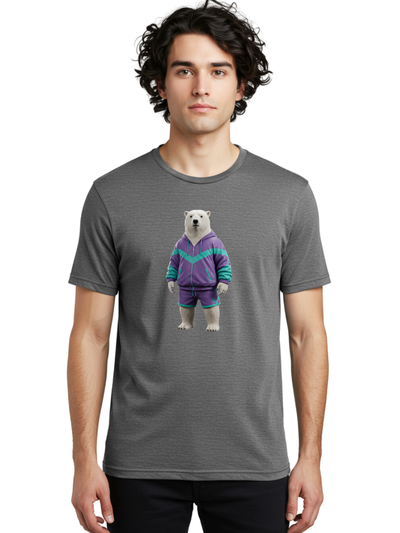 Polar-Bear-In-Purple-Tracksuit Men'S Graphic Tee, 100% Cotton, Comfortable Casual Summer Wear, Machine Washable, Vintage Camera, Old Camera, Antique Camera, Black Camera, Classic Photography, Photography Equipment, Nostalgic Device, Baf401