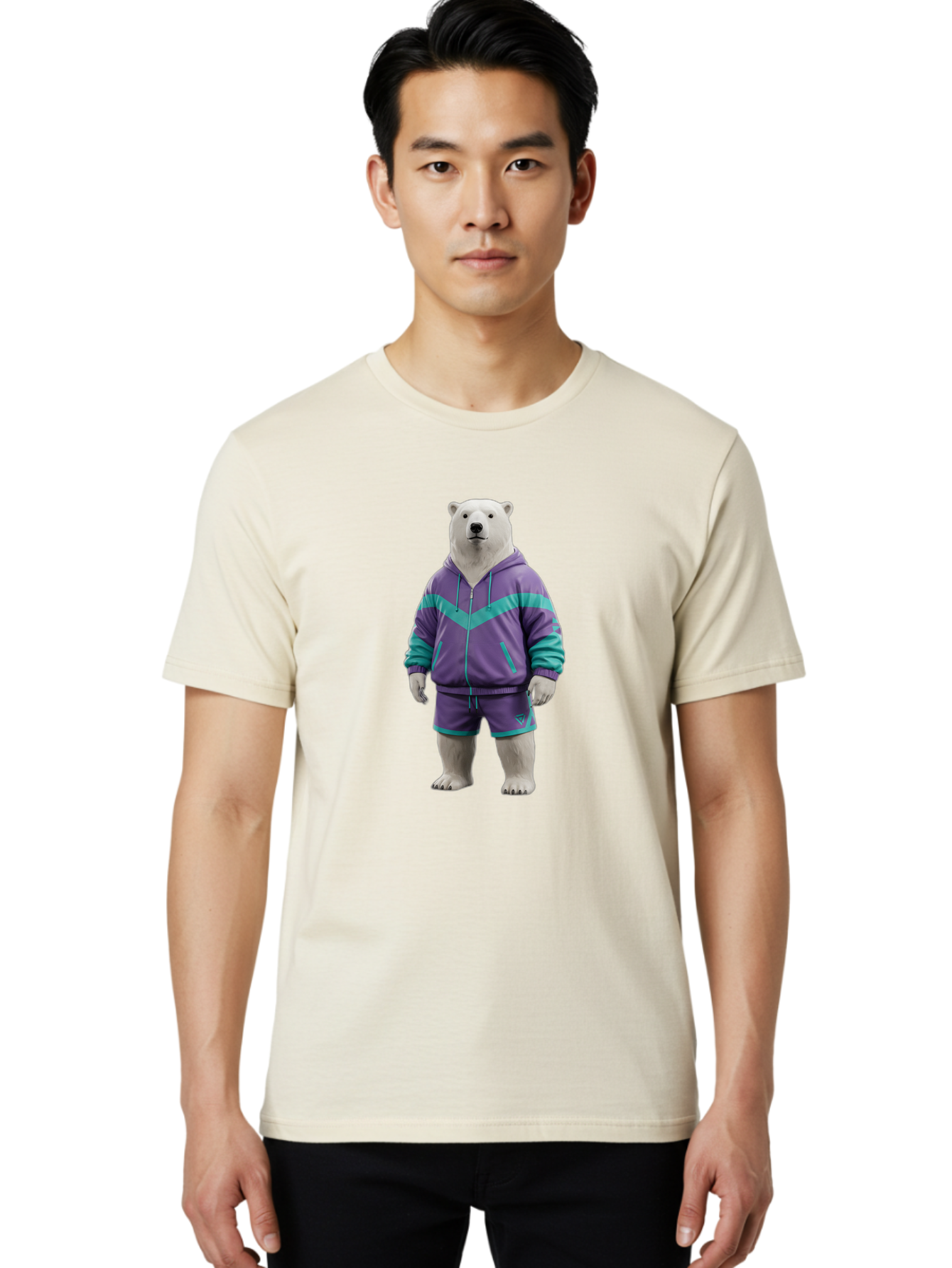 Polar-Bear-In-Purple-Tracksuit Men'S Graphic Tee, 100% Cotton, Comfortable Casual Summer Wear, Machine Washable, Vintage Camera, Old Camera, Antique Camera, Black Camera, Classic Photography, Photography Equipment, Nostalgic Device, Baf401