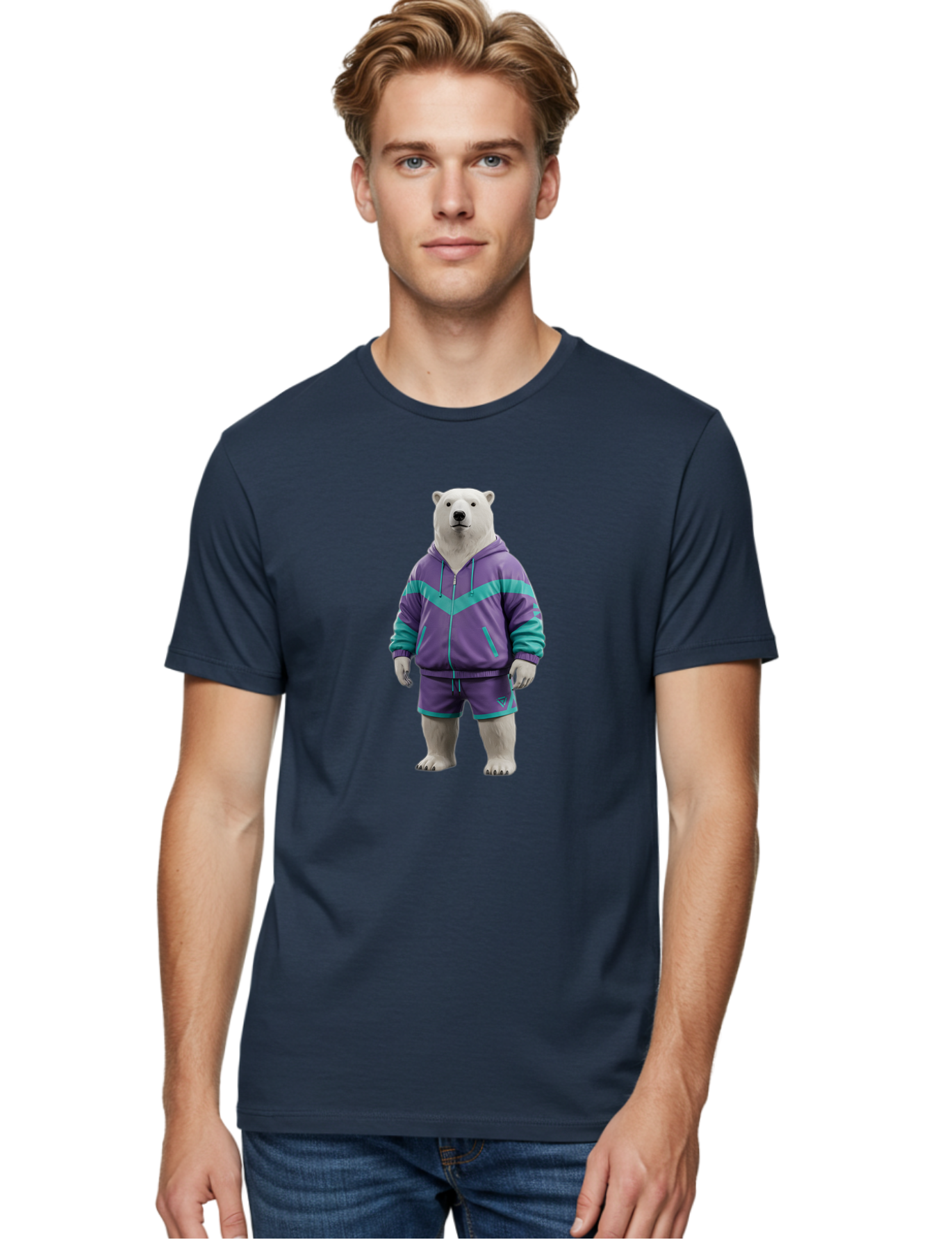 Polar-Bear-In-Purple-Tracksuit Men'S Graphic Tee, 100% Cotton, Comfortable Casual Summer Wear, Machine Washable, Vintage Camera, Old Camera, Antique Camera, Black Camera, Classic Photography, Photography Equipment, Nostalgic Device, Baf401