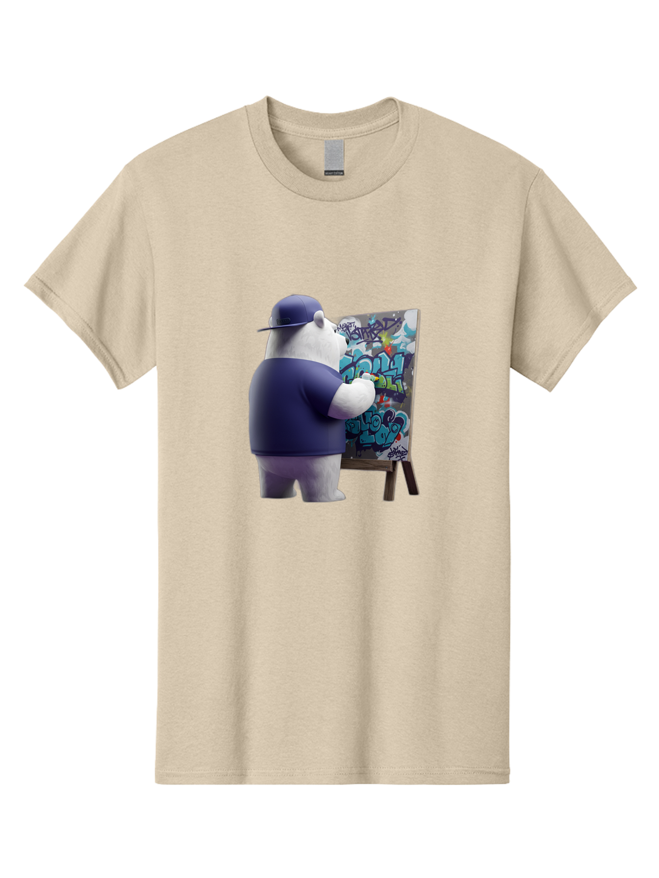 Polar-Bear-Painting-Graffiti Men'S Graphic Tee, 100% Cotton, Comfortable Casual Summer Wear, Machine Washable, Vintage Camera, Old Camera, Antique Camera, Black Camera, Classic Photography, Photography Equipment, Nostalgic Device, Film Camera, Baf406