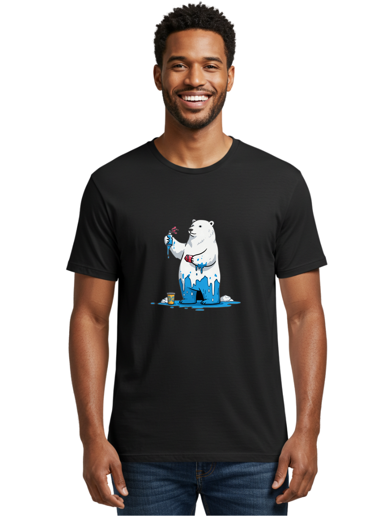 Polar-Bear-Painting Men'S Graphic Tee, 100% Cotton, Comfortable Casual Summer Wear, Machine Washable, Vintage Camera, Old Camera, Antique Camera, Black Camera, Classic Photography, Photography Equipment, Nostalgic Device, Film Camera, Baf407