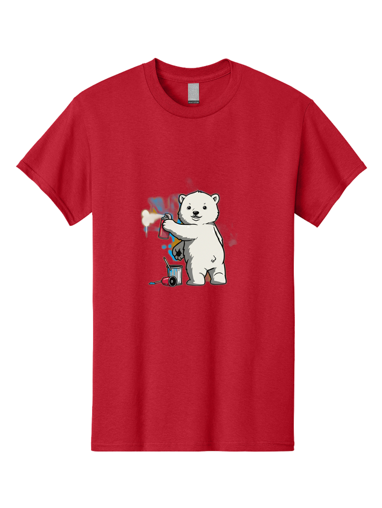 Polar-Bear-Spray-Painting-1 Men'S Graphic Tee, 100% Cotton, Comfortable Casual Summer Wear, Machine Washable, Vintage Camera, Old Camera, Antique Camera, Black Camera, Classic Photography, Photography Equipment, Nostalgic Device, Film Camera, Baf410