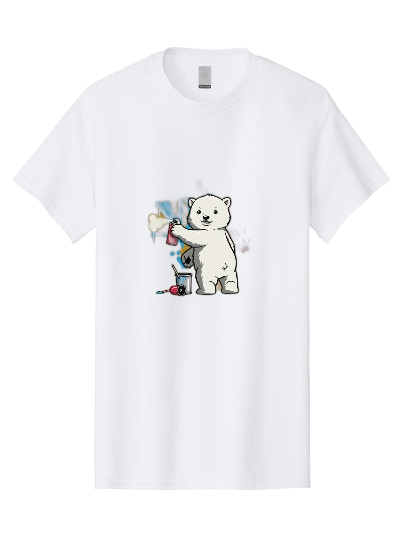 Polar-Bear-Spray-Painting-1 Men'S Graphic Tee, 100% Cotton, Comfortable Casual Summer Wear, Machine Washable, Vintage Camera, Old Camera, Antique Camera, Black Camera, Classic Photography, Photography Equipment, Nostalgic Device, Film Camera, Baf410