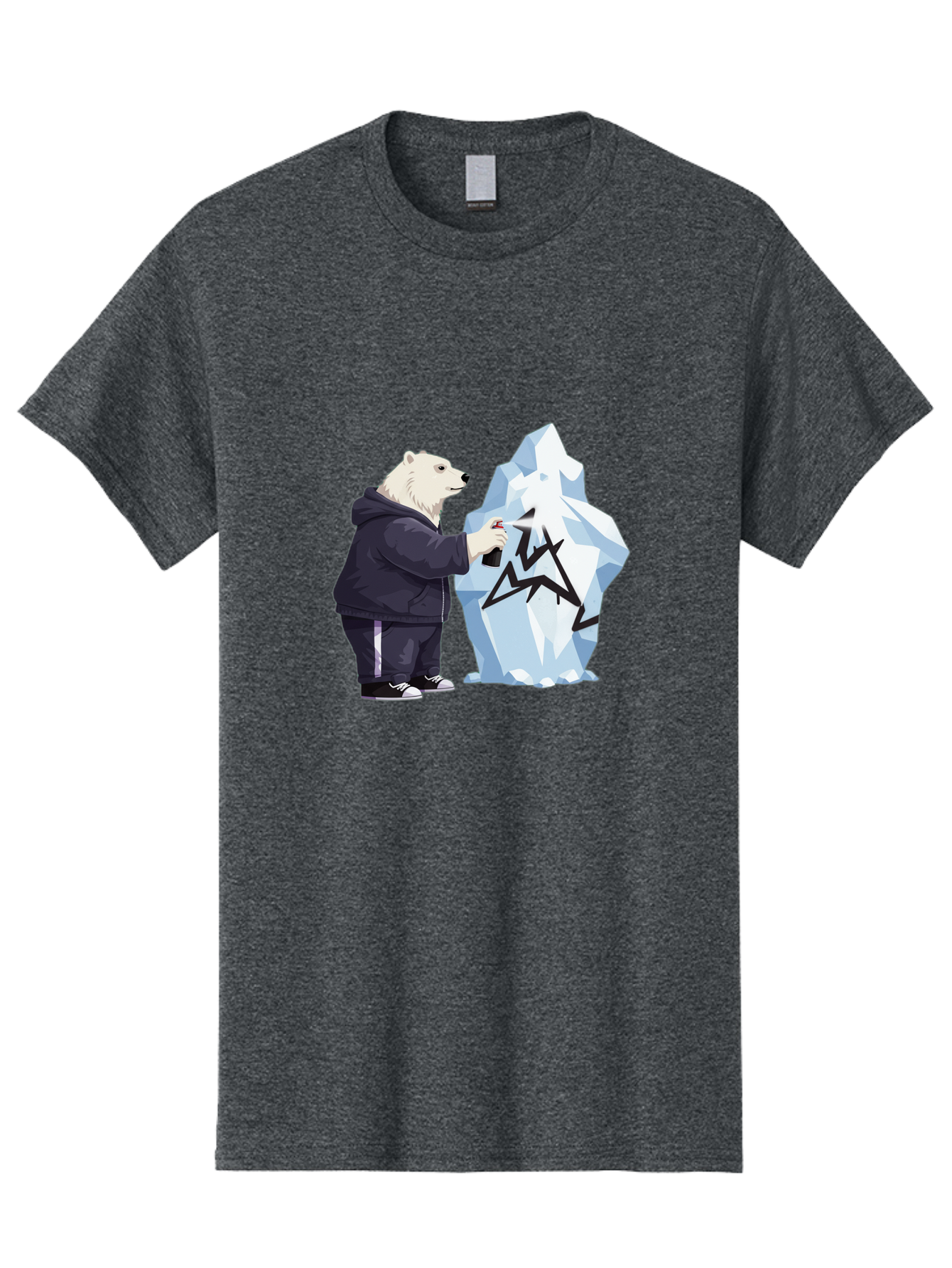 Polar-Bear-Spray-Painting-Iceberg Men'S Graphic Tee, 100% Cotton, Comfortable Casual Summer Wear, Machine Washable, Vintage Camera, Old Camera, Antique Camera, Black Camera, Classic Photography, Photography Equipment, Nostalgic Device, Baf411