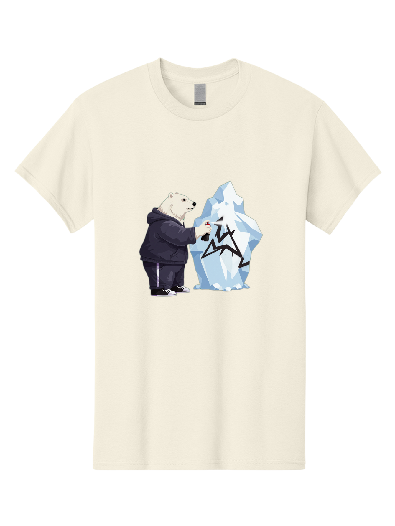 Polar-Bear-Spray-Painting-Iceberg Men'S Graphic Tee, 100% Cotton, Comfortable Casual Summer Wear, Machine Washable, Vintage Camera, Old Camera, Antique Camera, Black Camera, Classic Photography, Photography Equipment, Nostalgic Device, Baf411