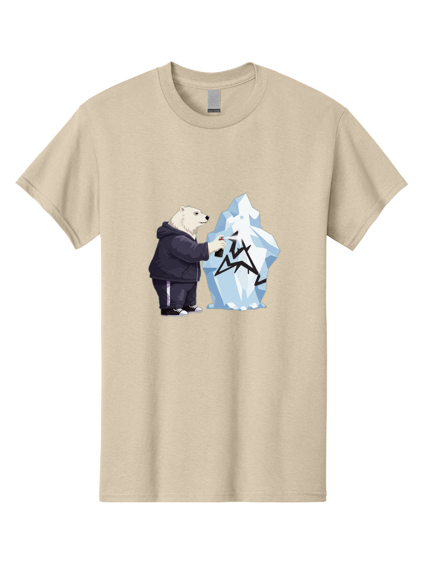 Polar-Bear-Spray-Painting-Iceberg Men'S Graphic Tee, 100% Cotton, Comfortable Casual Summer Wear, Machine Washable, Vintage Camera, Old Camera, Antique Camera, Black Camera, Classic Photography, Photography Equipment, Nostalgic Device, Baf411